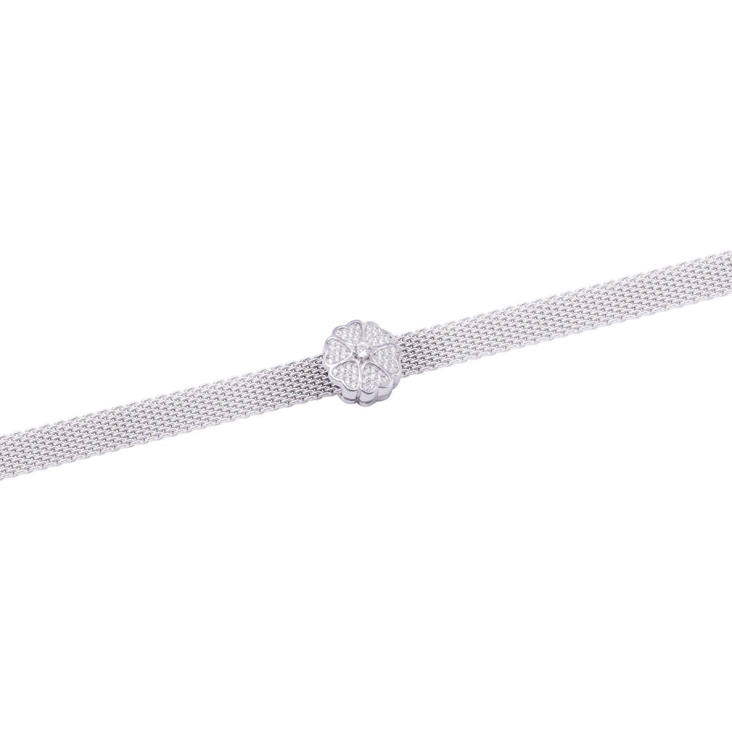 Dije de Plata broche Trébol 6 hojas con circonita-2