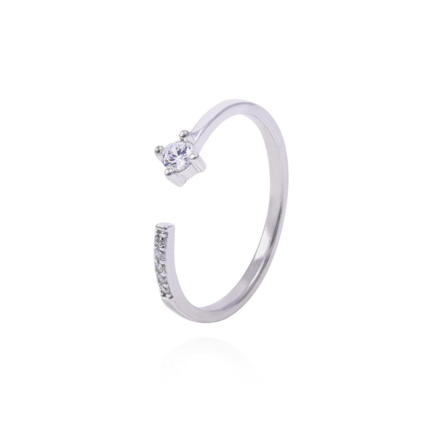 Anillo de Plata Esterlina Abierto Con Circones-0