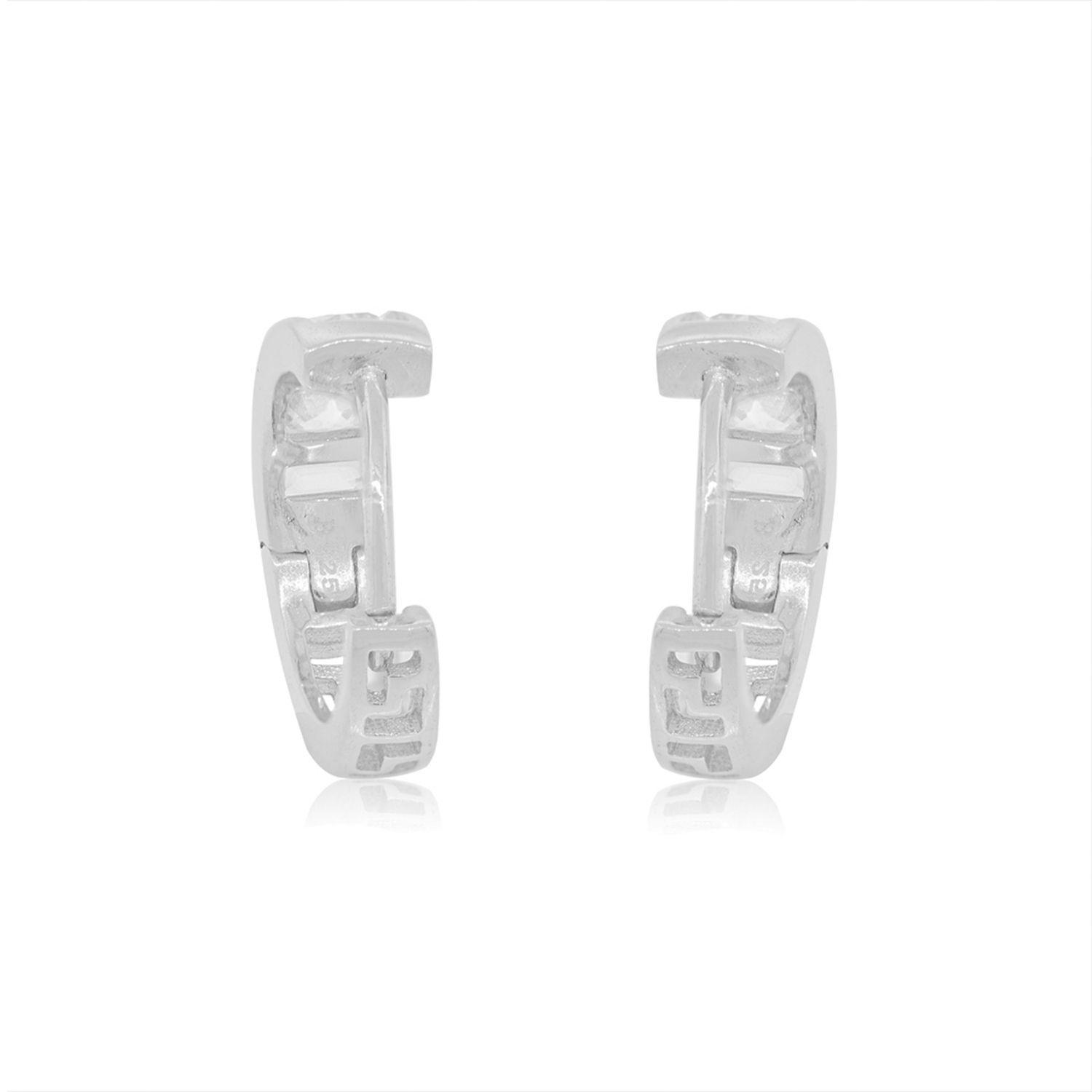 Aros de Plata Esterlina 925 Argollas Circon Riel-2
