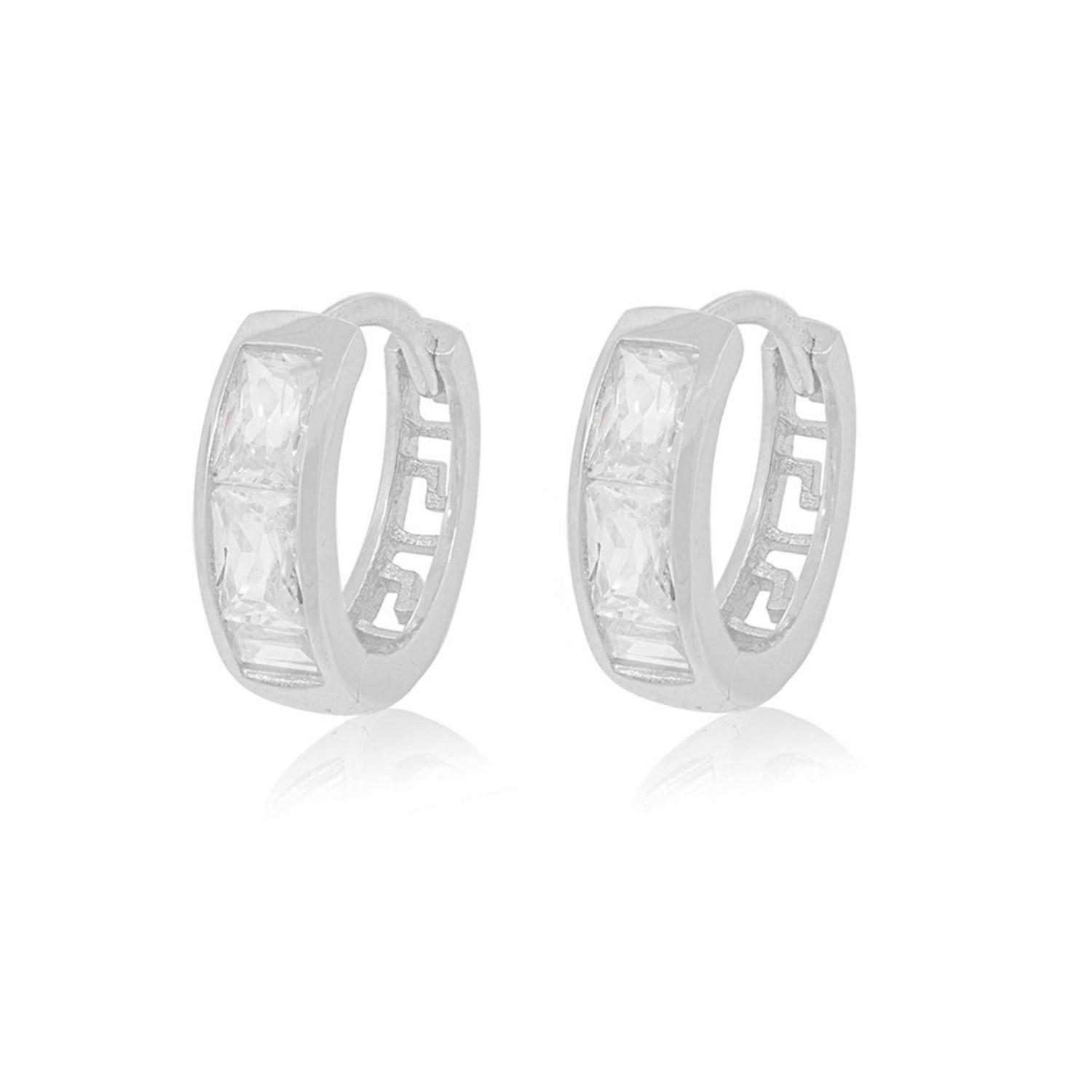 Aros de Plata Esterlina 925 Argollas Circon Riel-2
