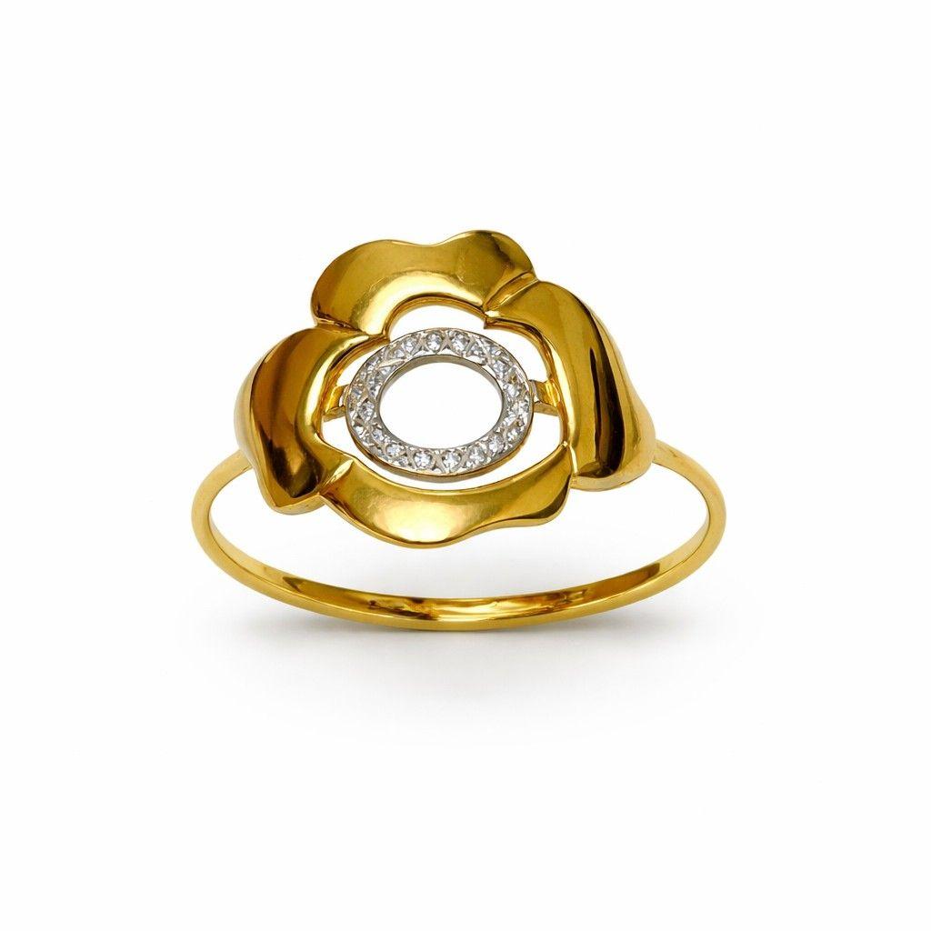 Anillo Oro Amarillo 18kt  Flor Bicolor-2