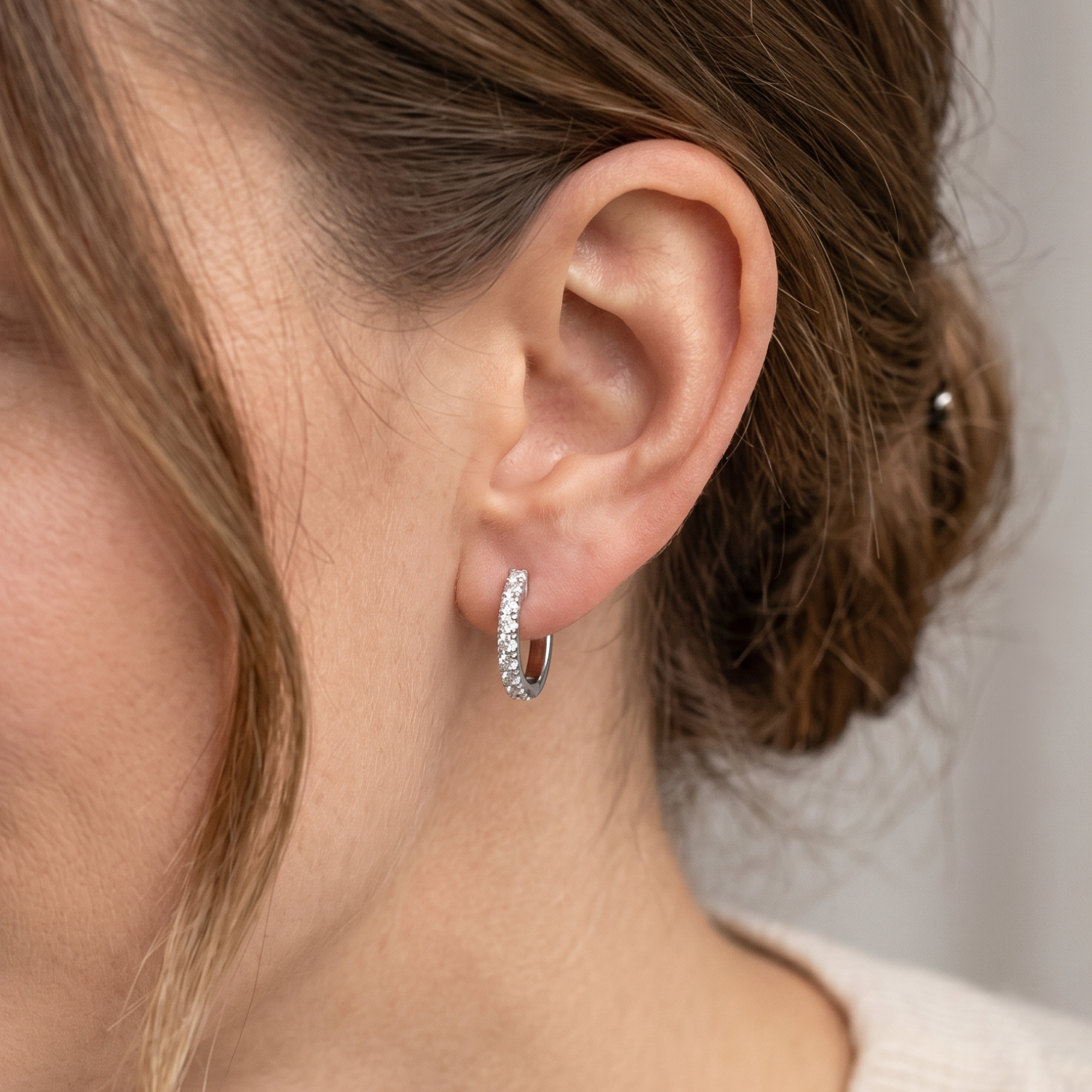 Aros Oro Blanco 18kt Diamantes 19Pts Argollas S-2