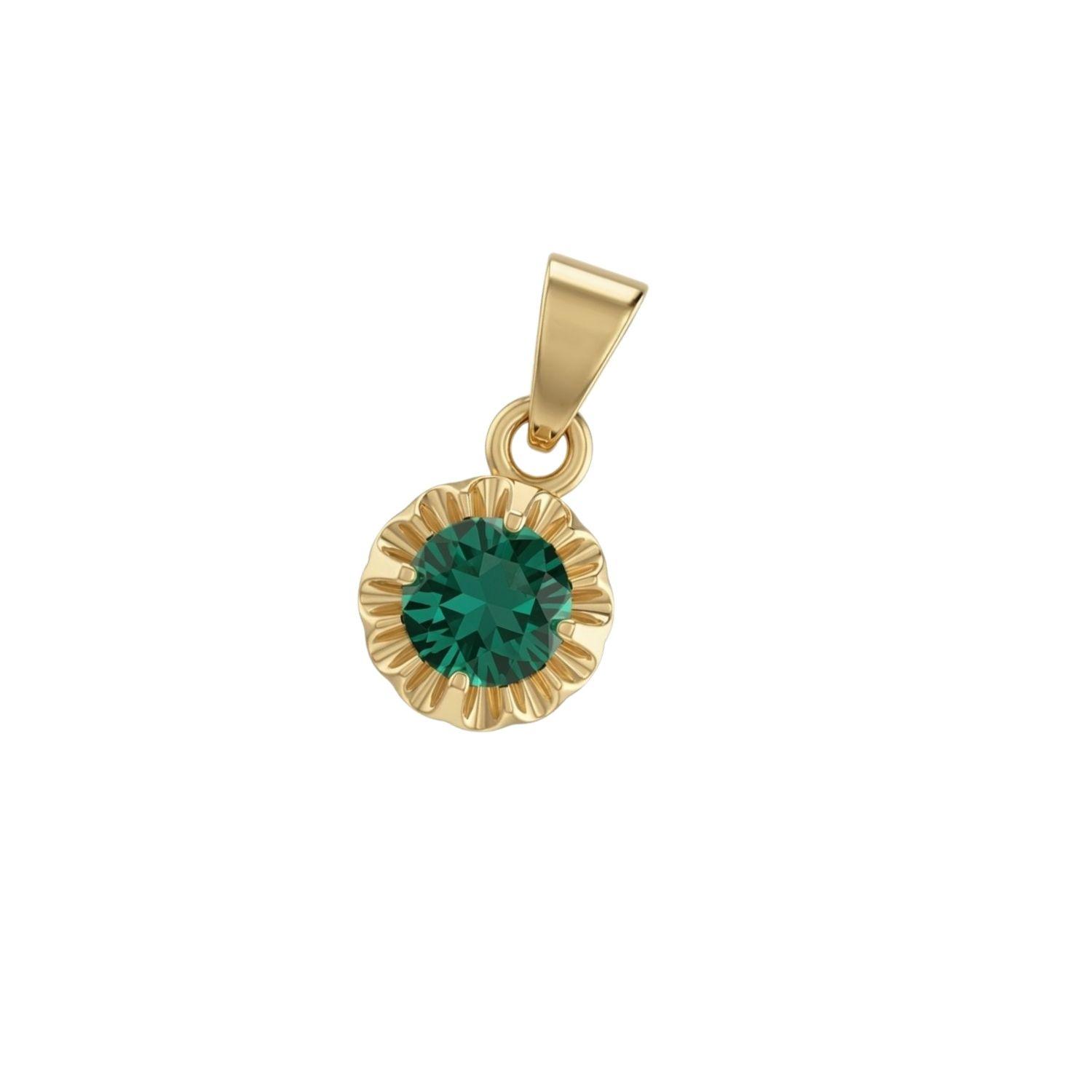 Colgante Oro Miel 18kt Sol con Garras de Esmeraldina 5mm-0