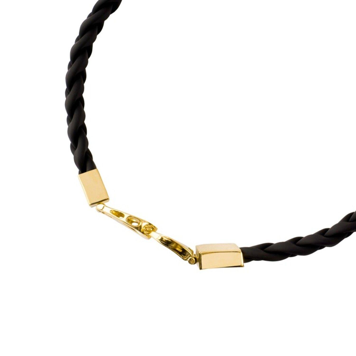 Pulsera de Oro 18kt Cuero Trenzado-2