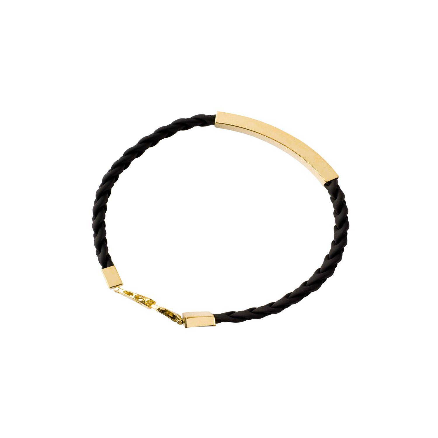 Pulsera de Oro 18kt Cuero Trenzado-1