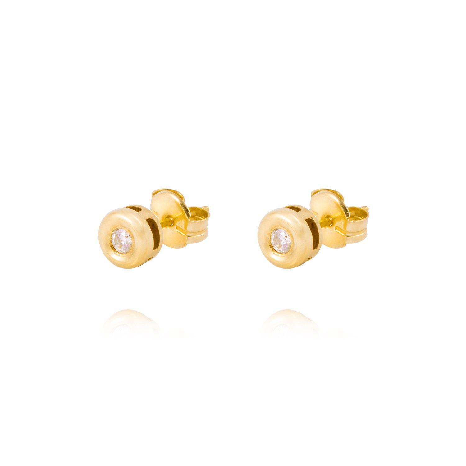 Aros de Diamantes Oro Amarillo 18 Kt. Modelo Punto de Luz-0