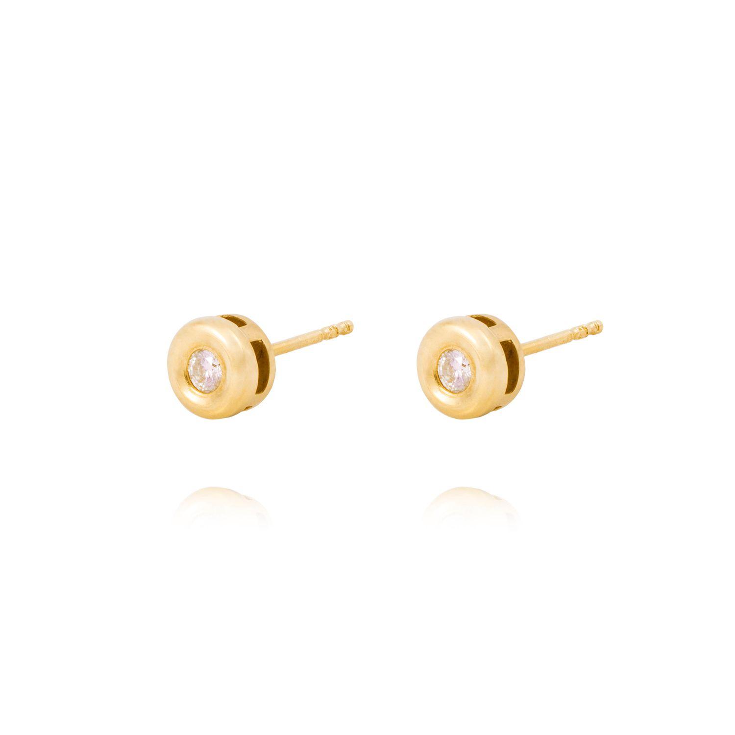 Aros de Diamantes Oro Amarillo 18 Kt. Modelo Punto de Luz-1