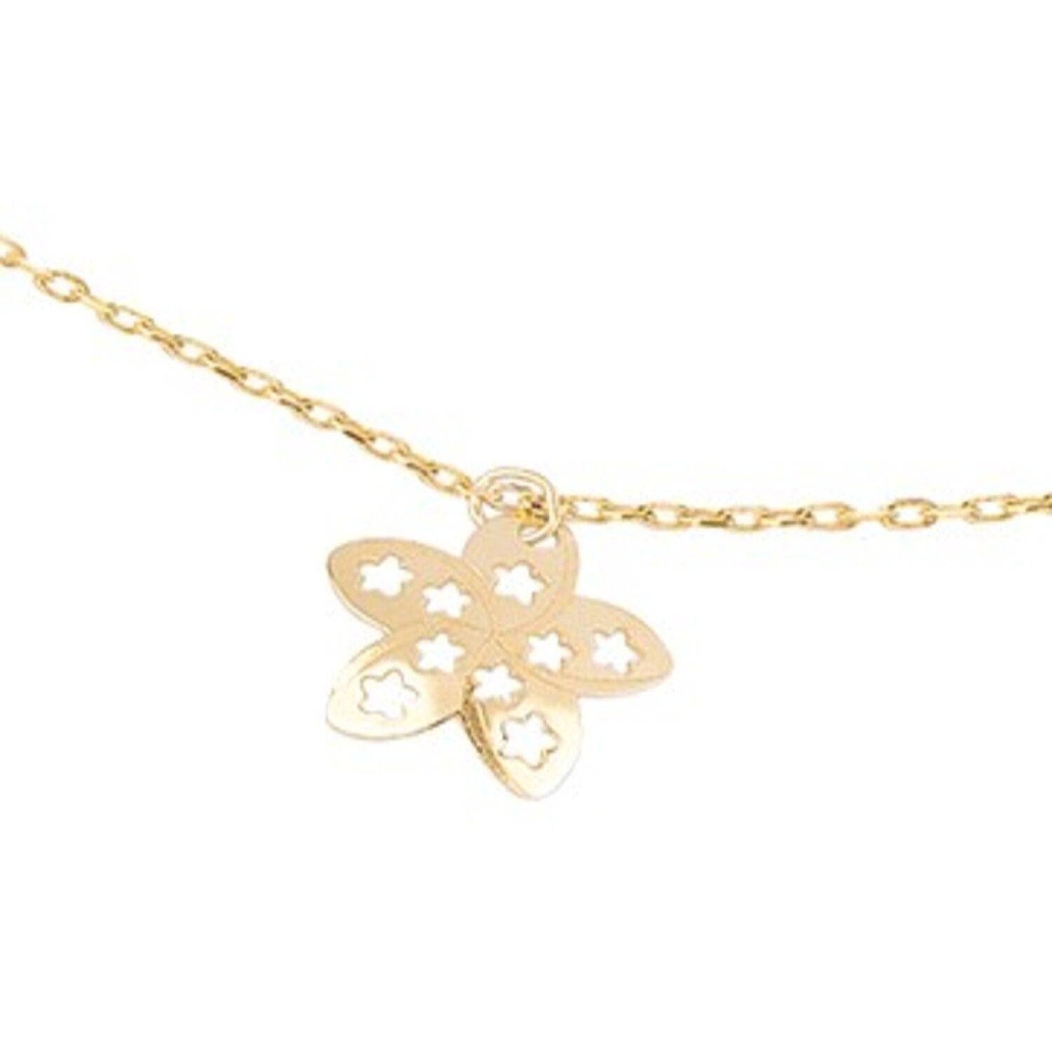 Pulsera de Oro 18kt Flor Calada-2