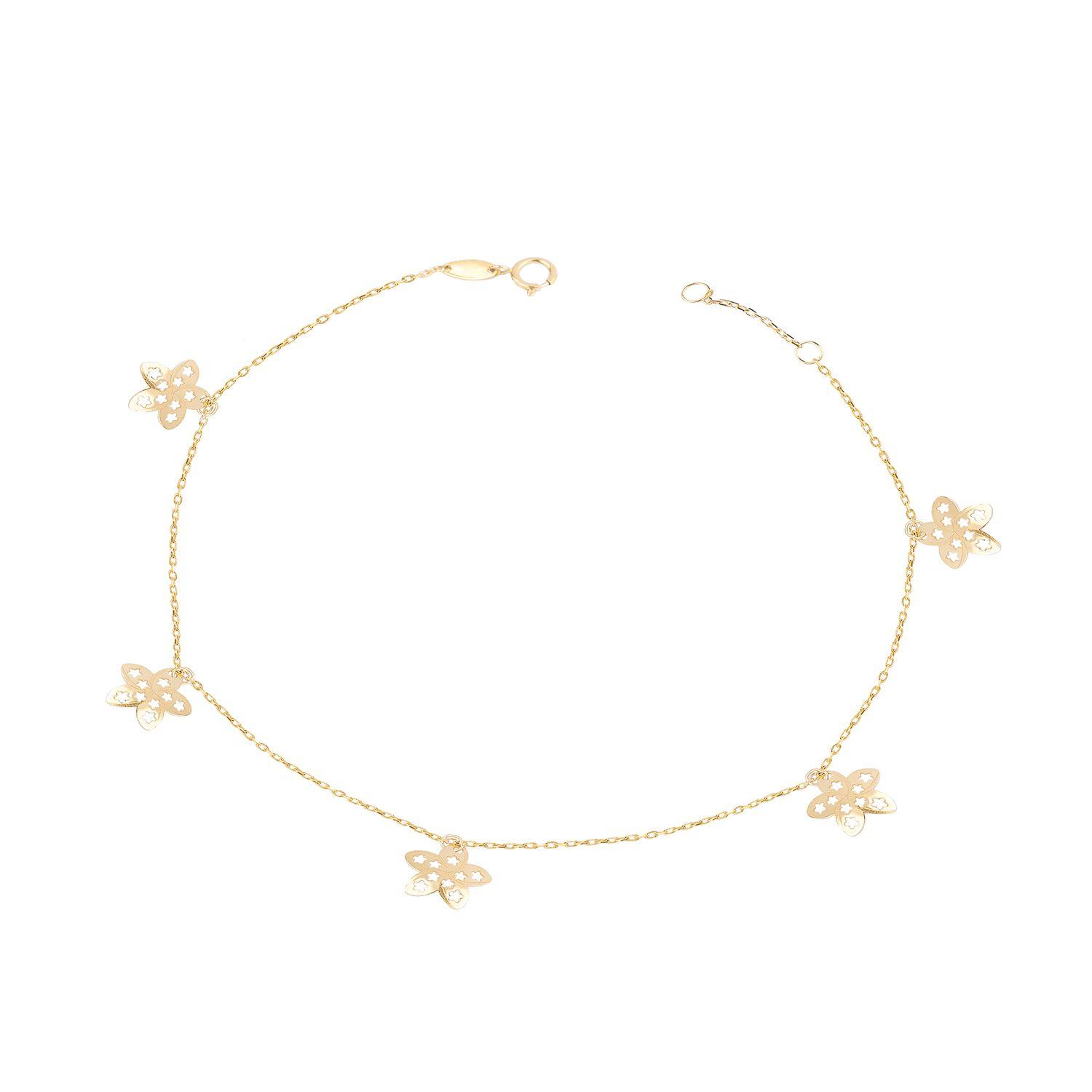 Pulsera de Oro 18kt Flor Calada-2