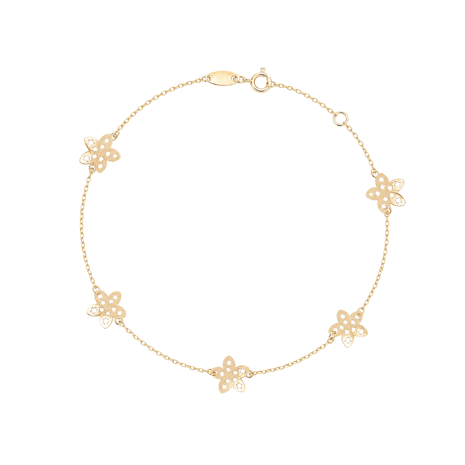 Pulsera de Oro 18kt Flor Calada-0