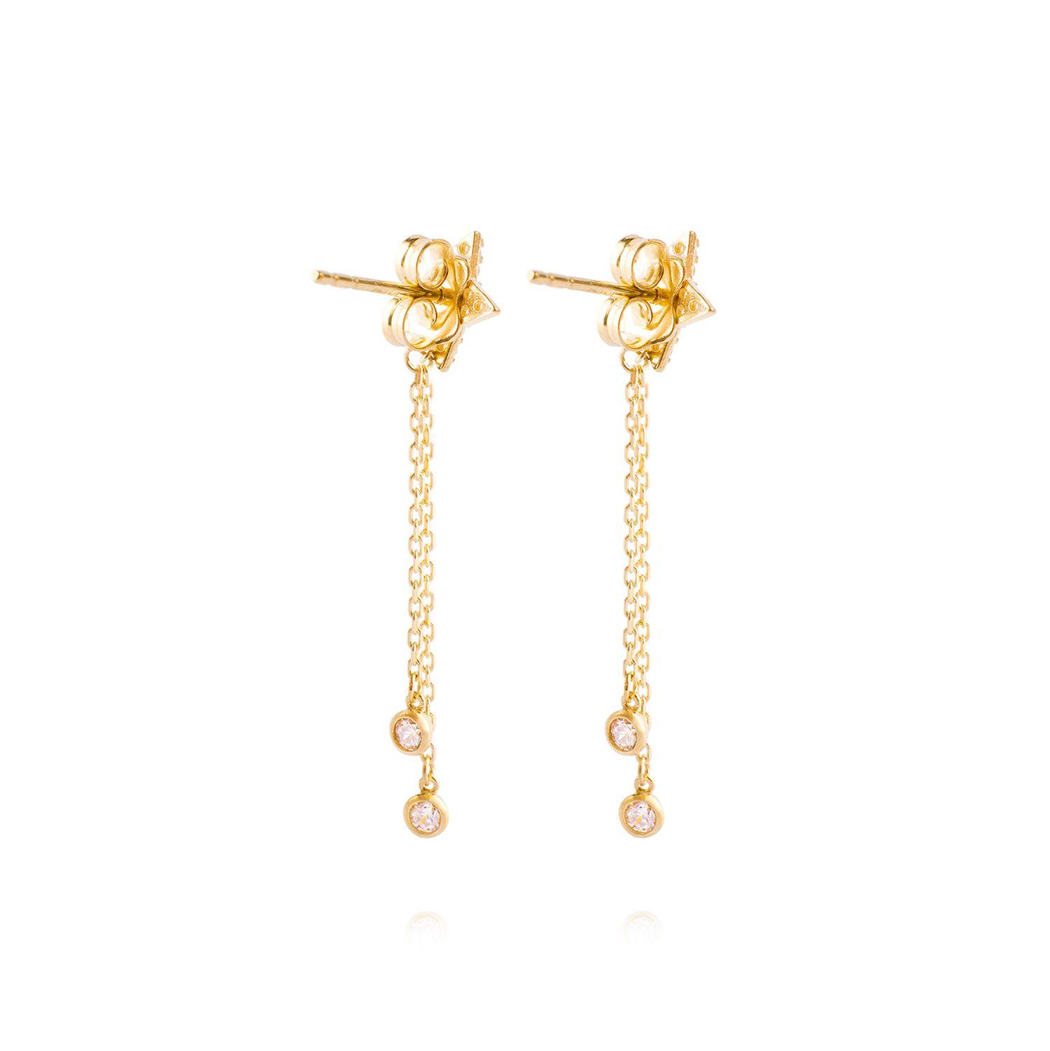 Aros de Oro 18kt Modelo Estrella Colgante-2