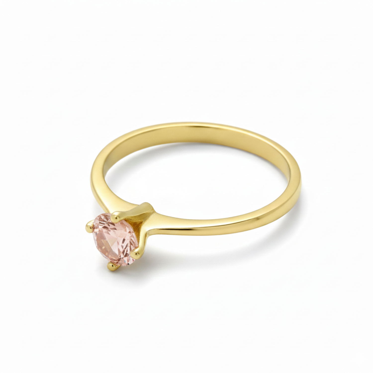 Anillo Oro 18kt Solitario Clásico Circonita Rosa-2