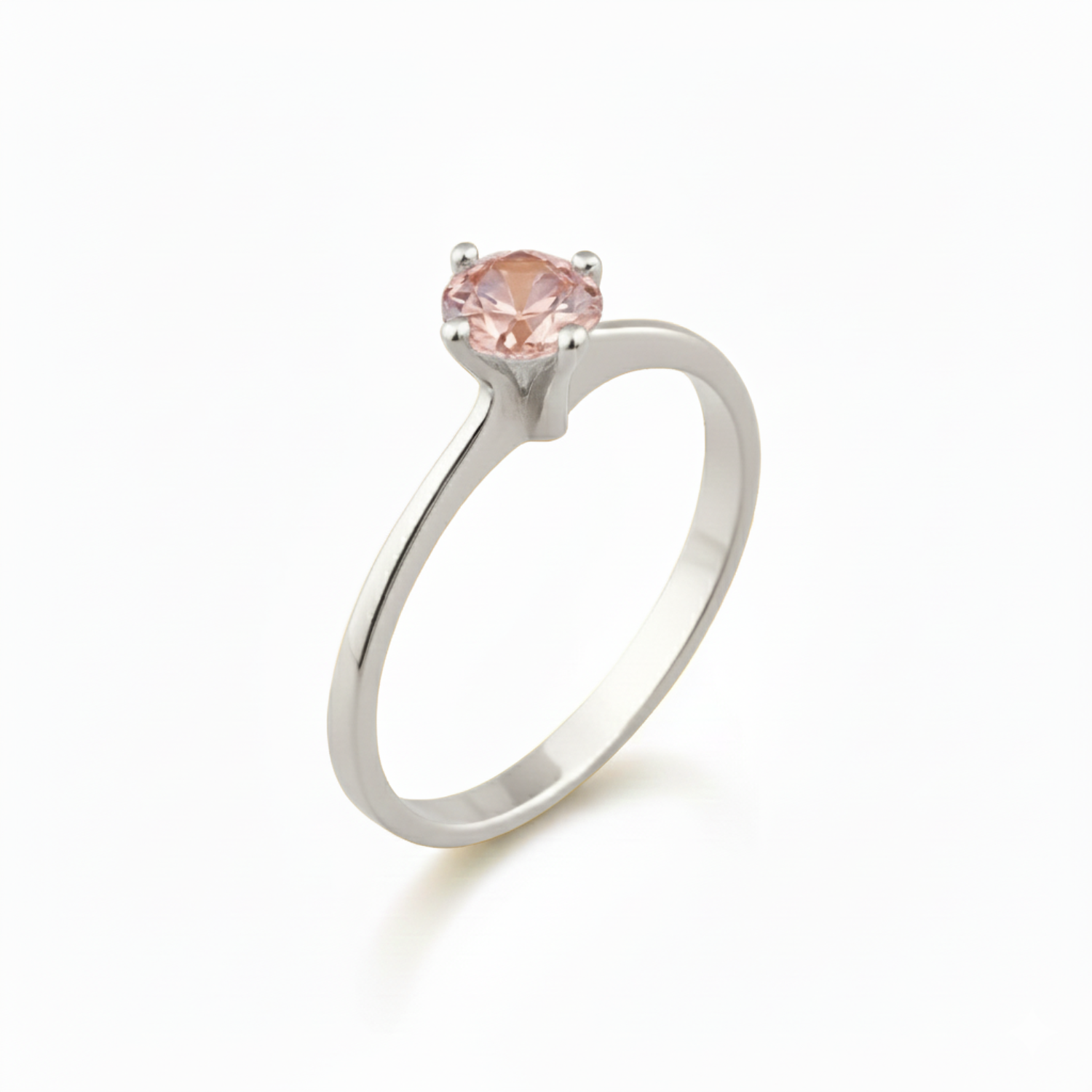 Anillo Oro 18kt Solitario Clásico Circonita Rosa-3