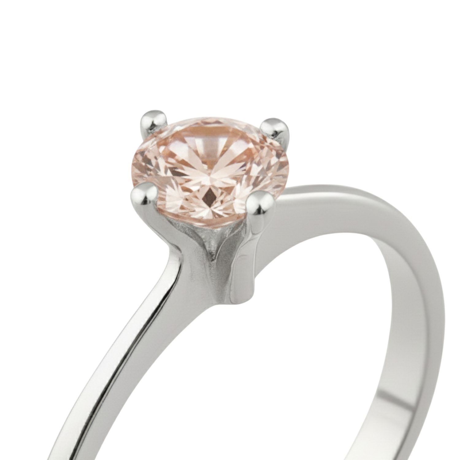 Anillo Oro 18kt Solitario Clásico Circonita Rosa-4