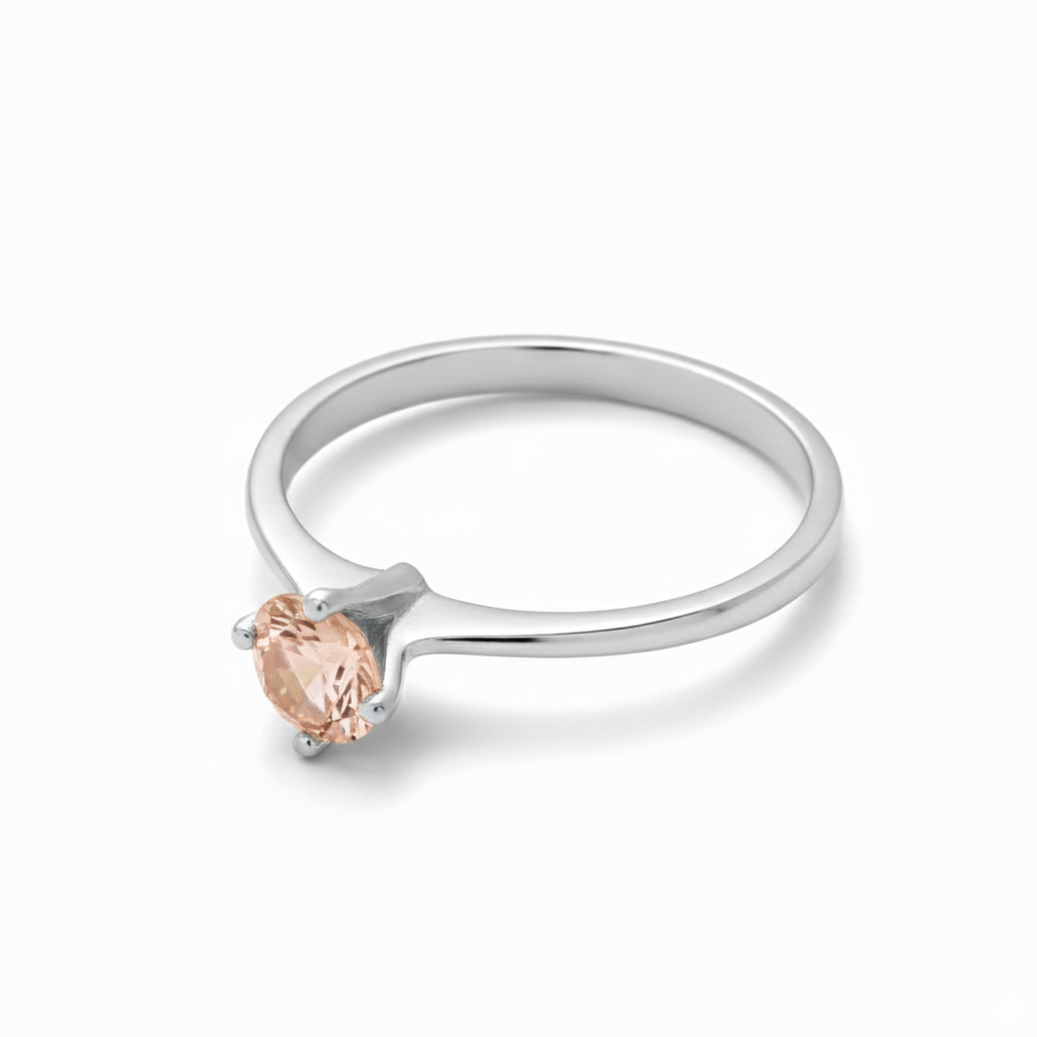 Anillo Oro 18kt Solitario Clásico Circonita Rosa-5