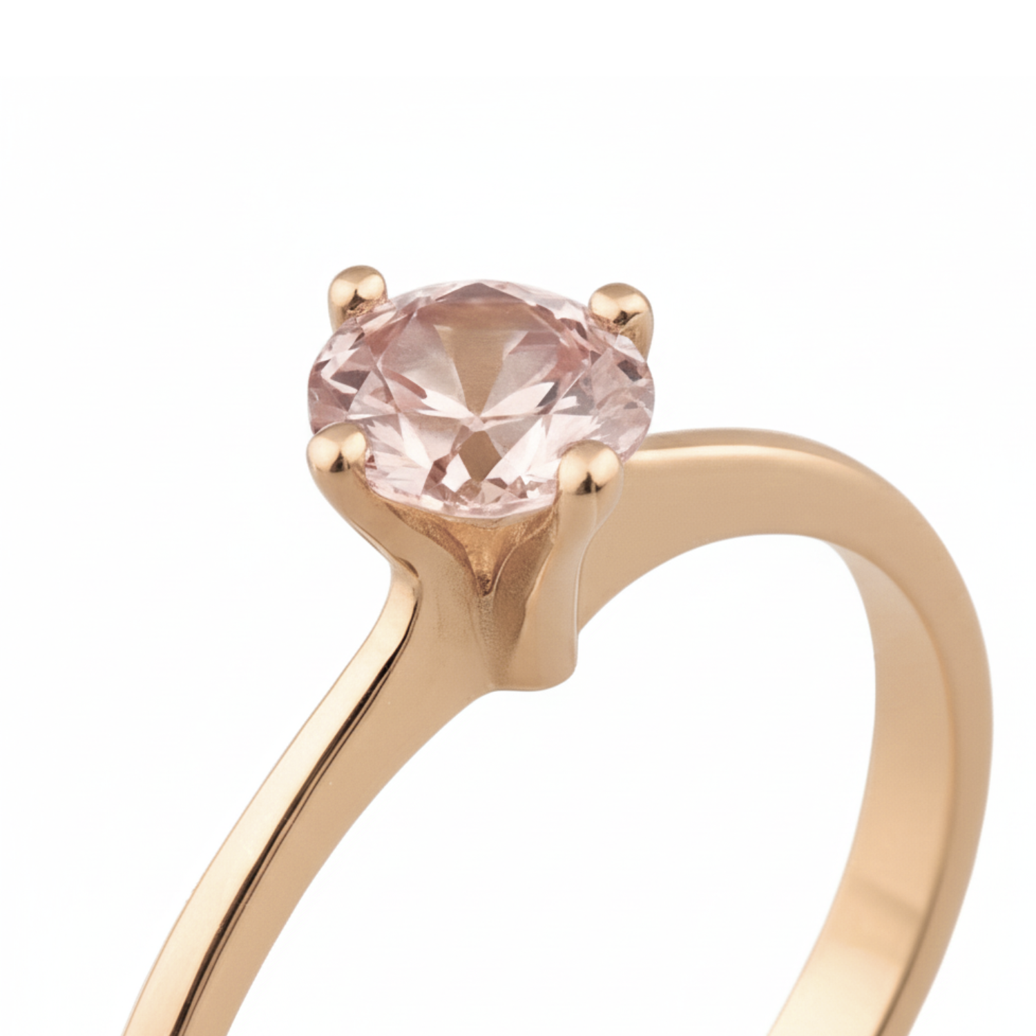 Anillo Oro 18kt Solitario Clásico Circonita Rosa-7