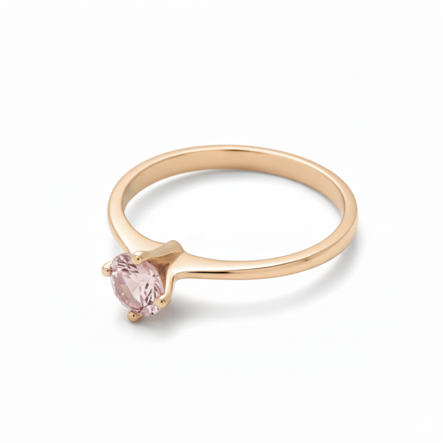 Anillo Oro 18kt Solitario Clásico Circonita Rosa-8