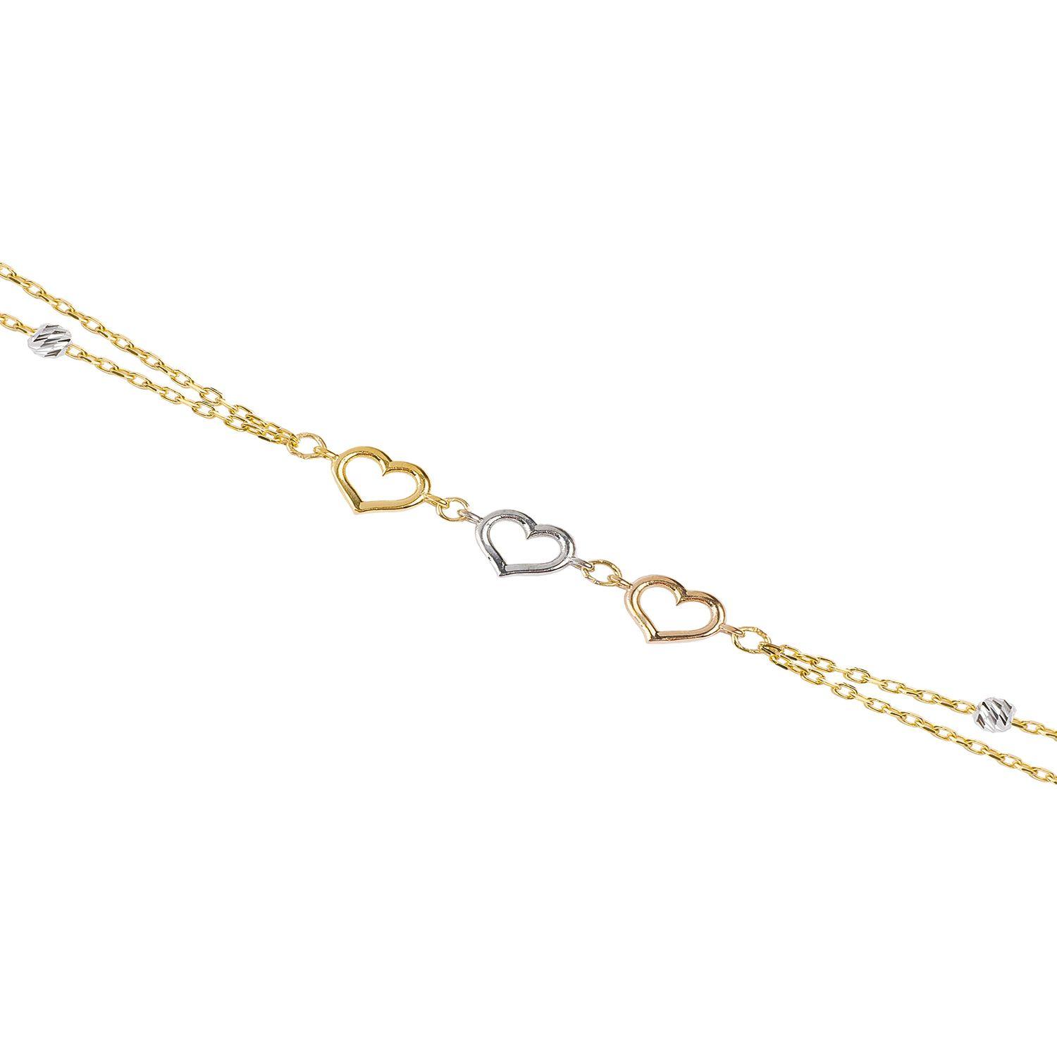 Pulsera de Oro 18kt Corazones Tricolor-0