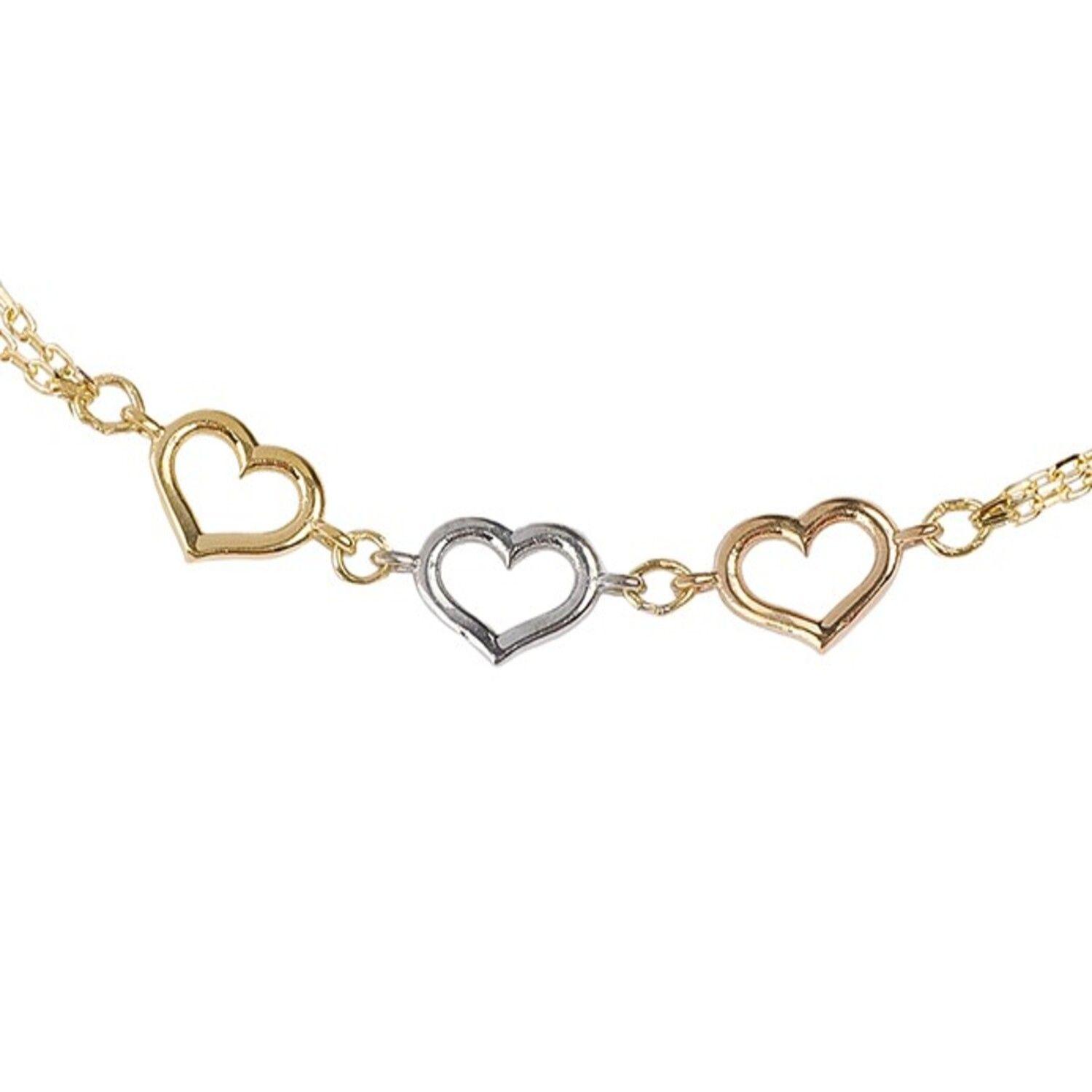 Pulsera de Oro 18kt Corazones Tricolor-1