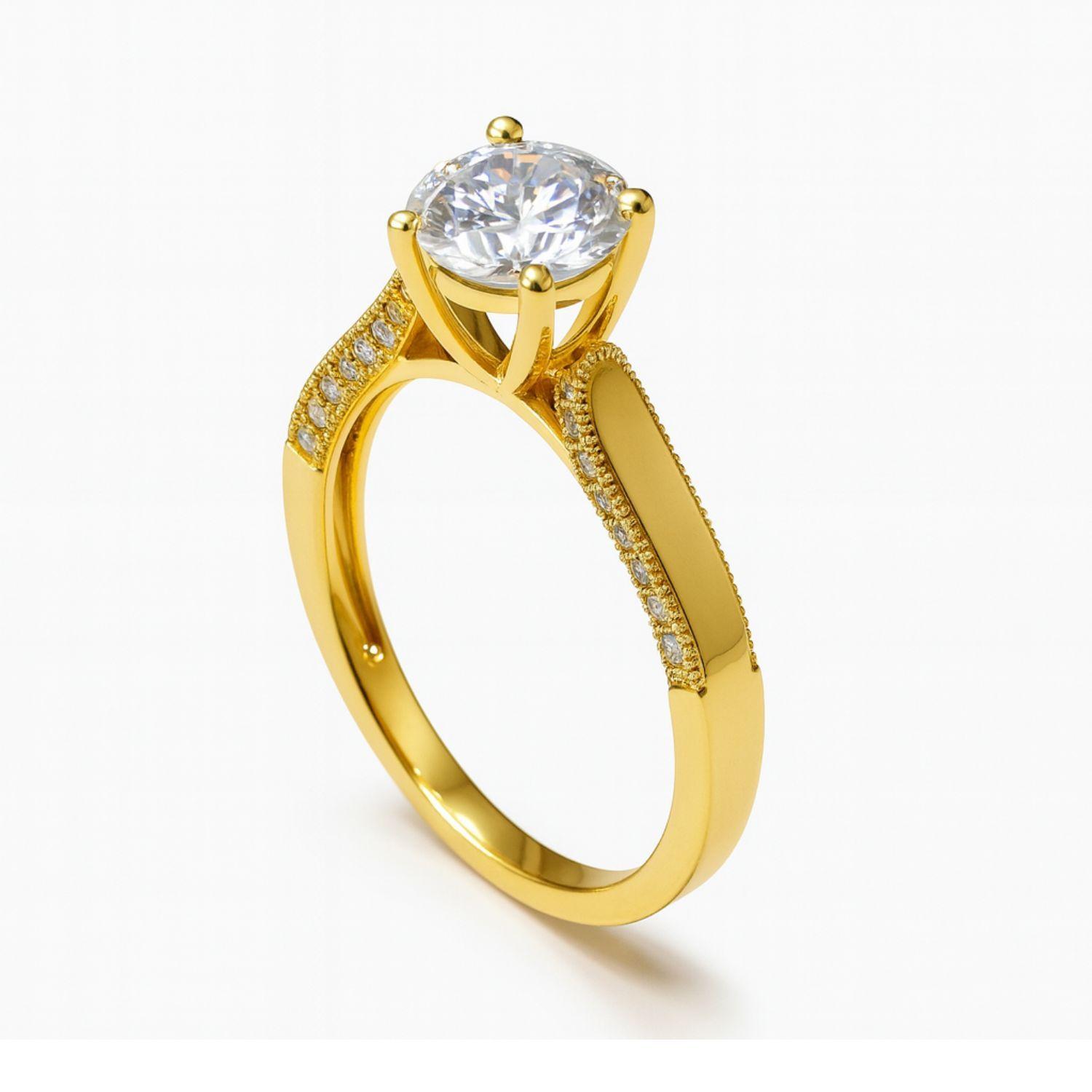 Anillo Oro Amarillo 18Kt Circonita con Engaste Canal-2