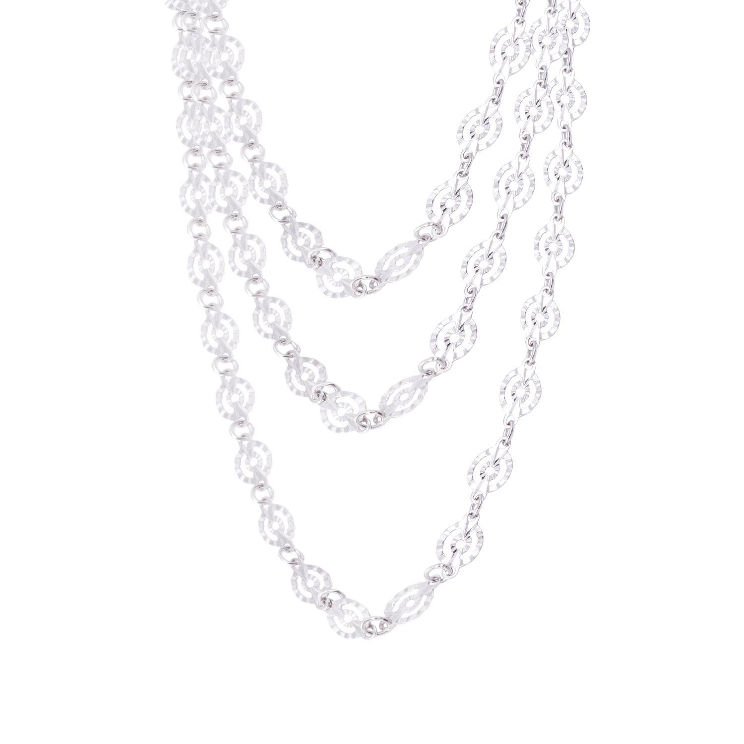 Collar de Plata Esterlina 925 Triple Cadena Refinada-1