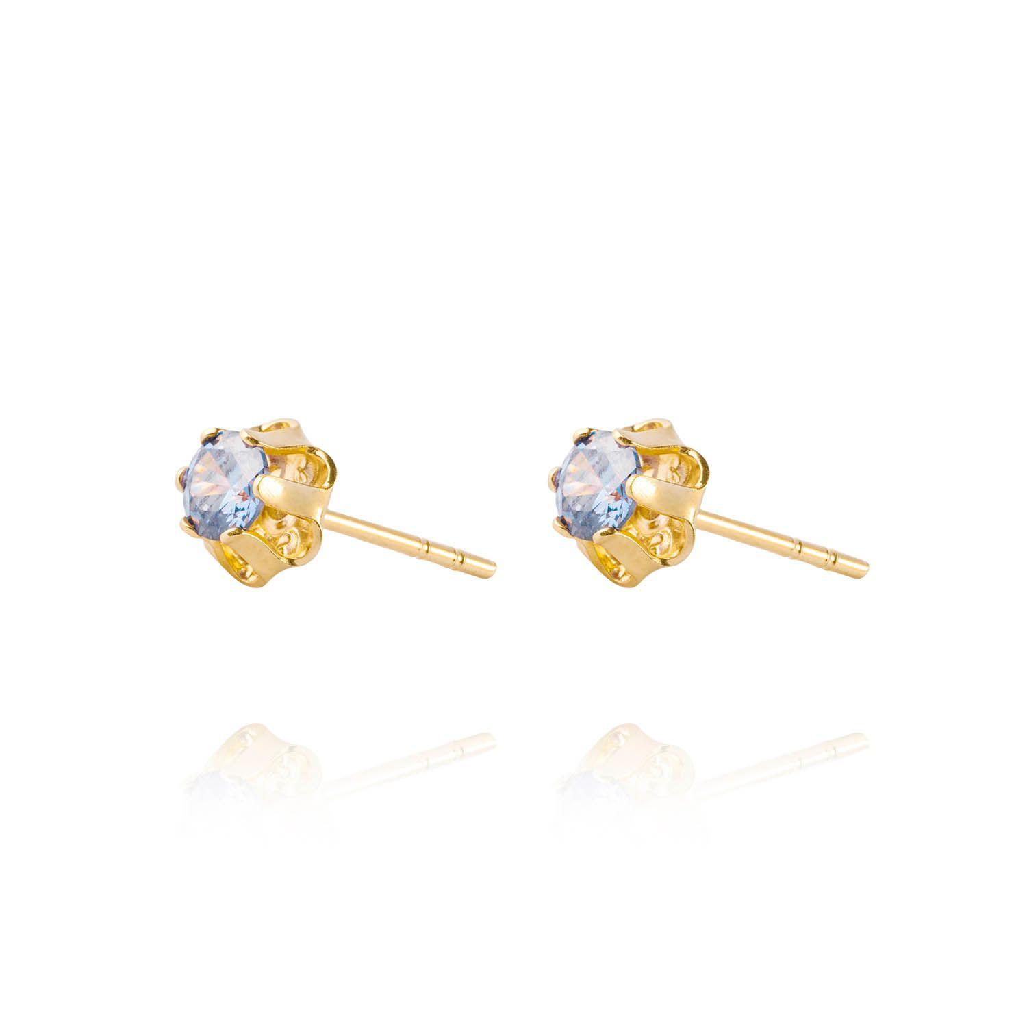 Aros de Oro 18kt Agua Marina de 5mm con Seis grifas-1
