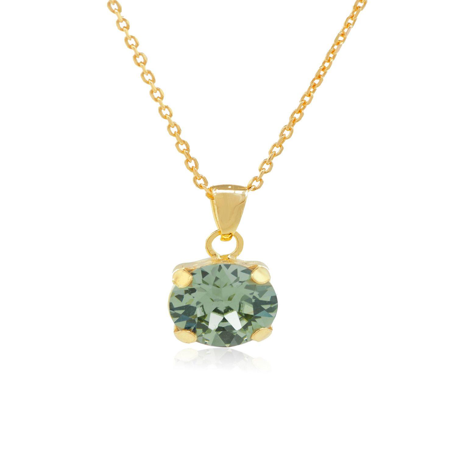 Collar de Plata Esterlina 925 Agua Marina Revestido en Oro 18kt-0