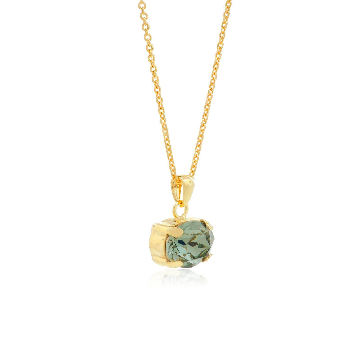 Collar de Plata Esterlina 925 Agua Marina Revestido en Oro 18kt-1