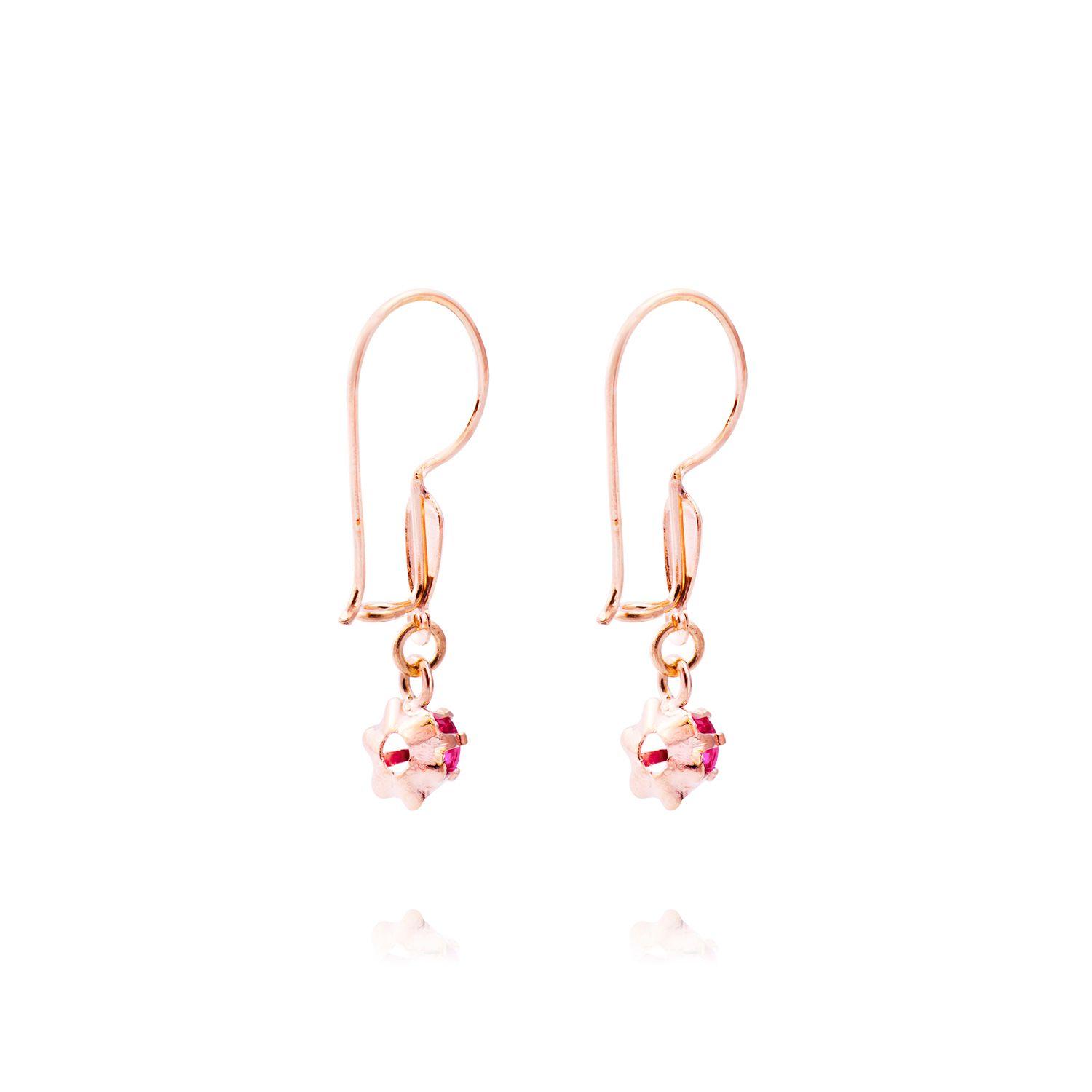 Aros Oro Miel 18kt Colgante Rubí-2