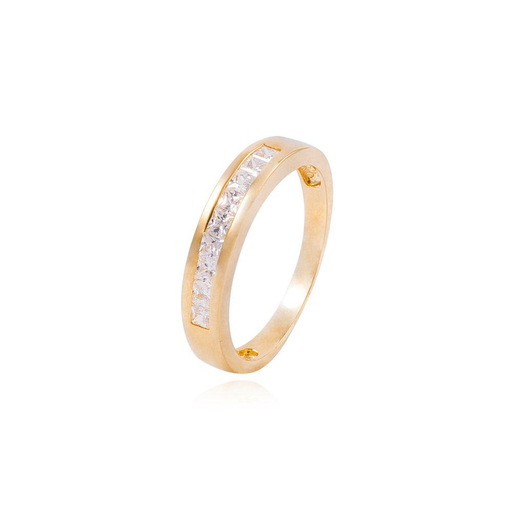 Anillo Compromiso de Oro 18Kt Circón corte Princesa en Riel-0