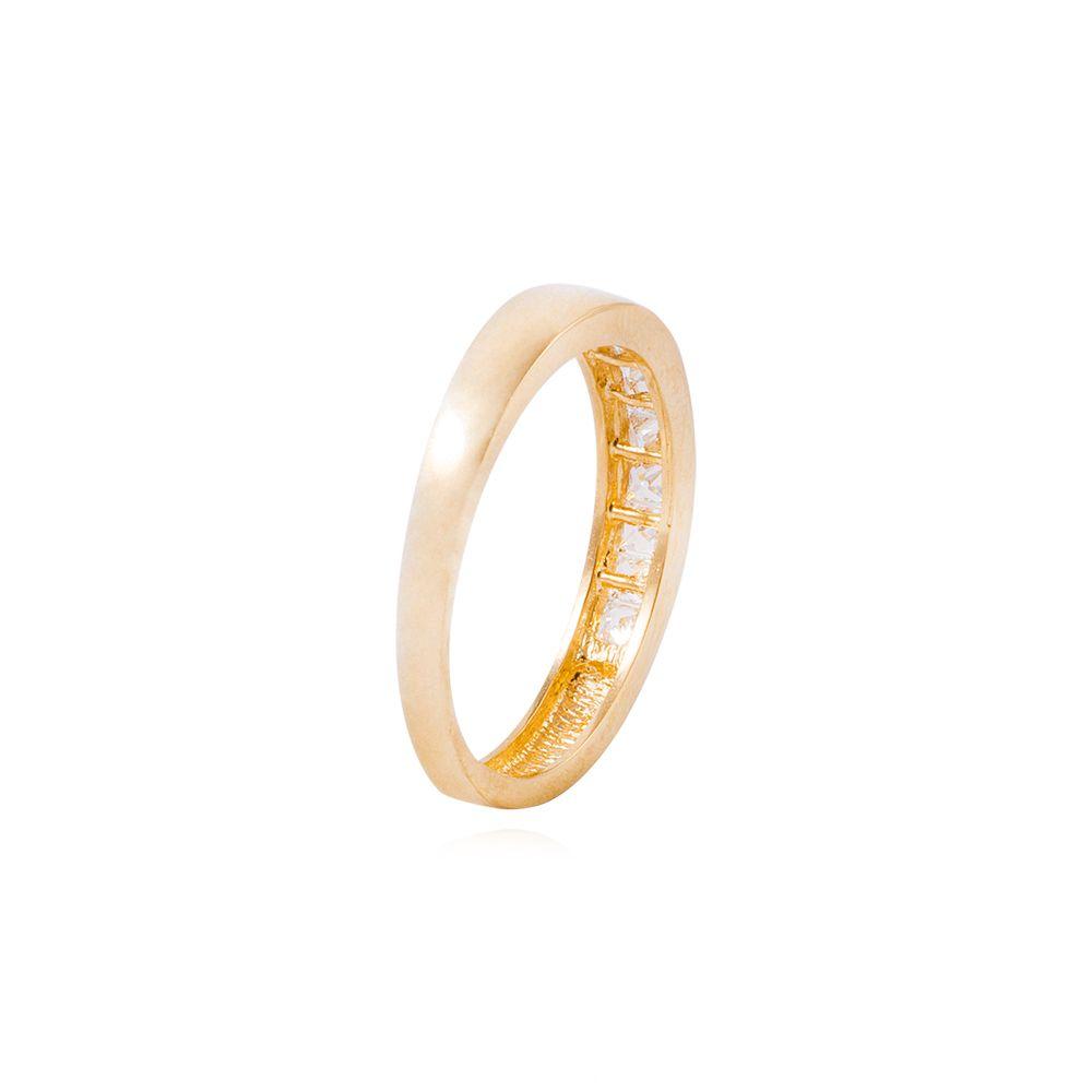 Anillo Compromiso de Oro 18Kt Circón corte Princesa en Riel-2