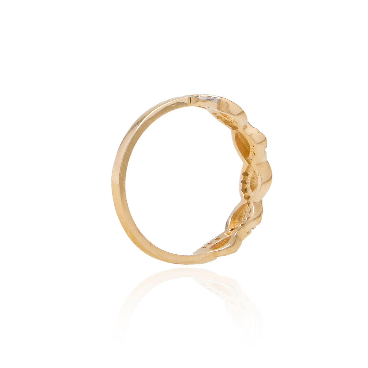 Anillo de Oro 18kt Entrelazado con Circón Medio Cintillo-2