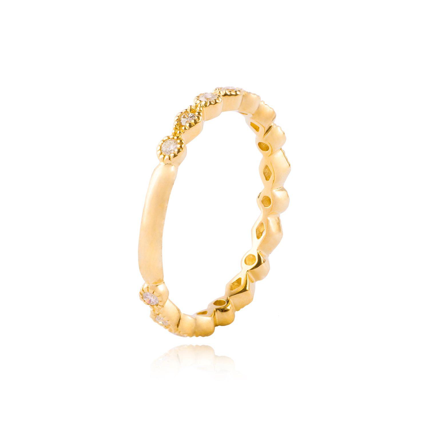 Anillo Oro Amarillo 18kt Riel de Diamantes 25 Pts-2