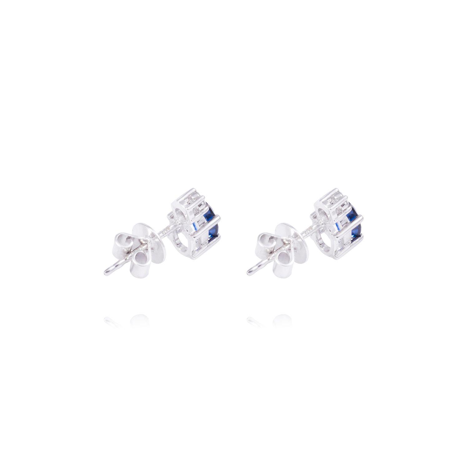 Aros Oro Blanco 18kt Diamantes 8pts y 14pts Zafiro-2