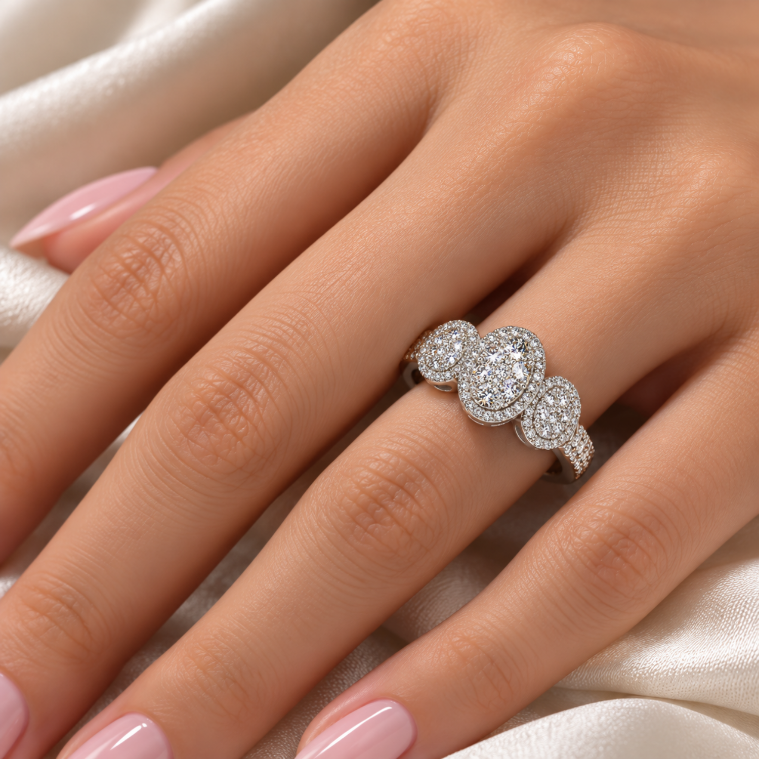 Anillo Compromiso Trio Diamantes 73 Puntos Brillantes-3
