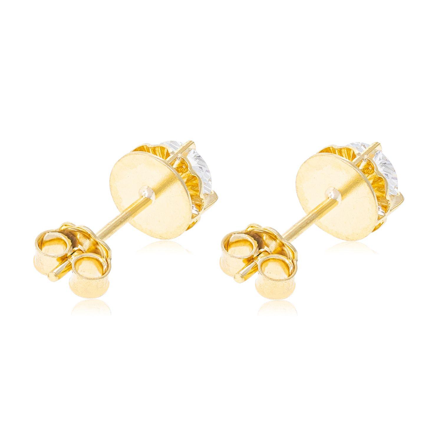 Aros de Oro 18kt Chatón Circon Circonita 4mm-2
