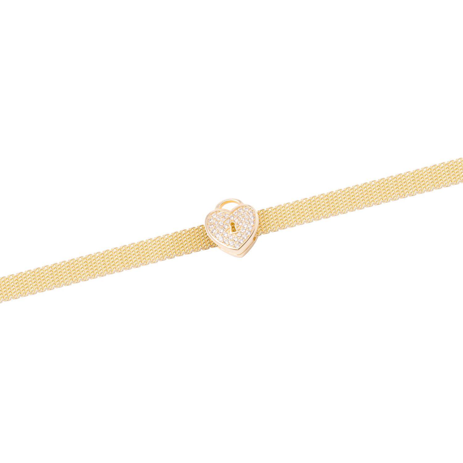 Dije de Plata broche Corazón Candado Circonita Revestido en Oro 18kt-2