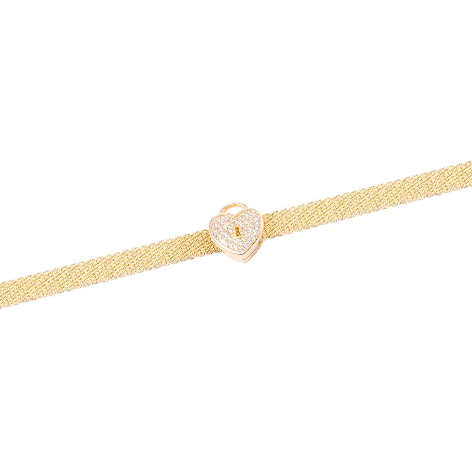 Dije de Plata broche Corazón Candado Circonita Revestido en Oro 18kt-2