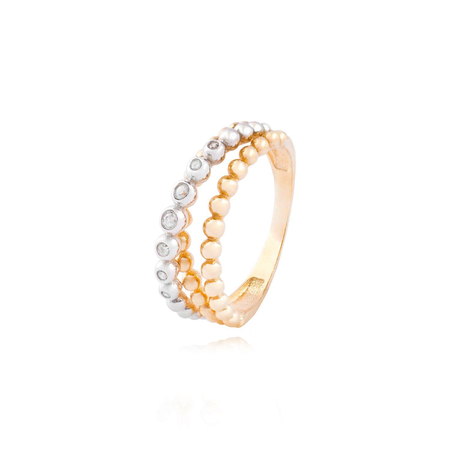 Anillo Oro Bicolor 18kt Bolitas Amarillas y Blancas-0