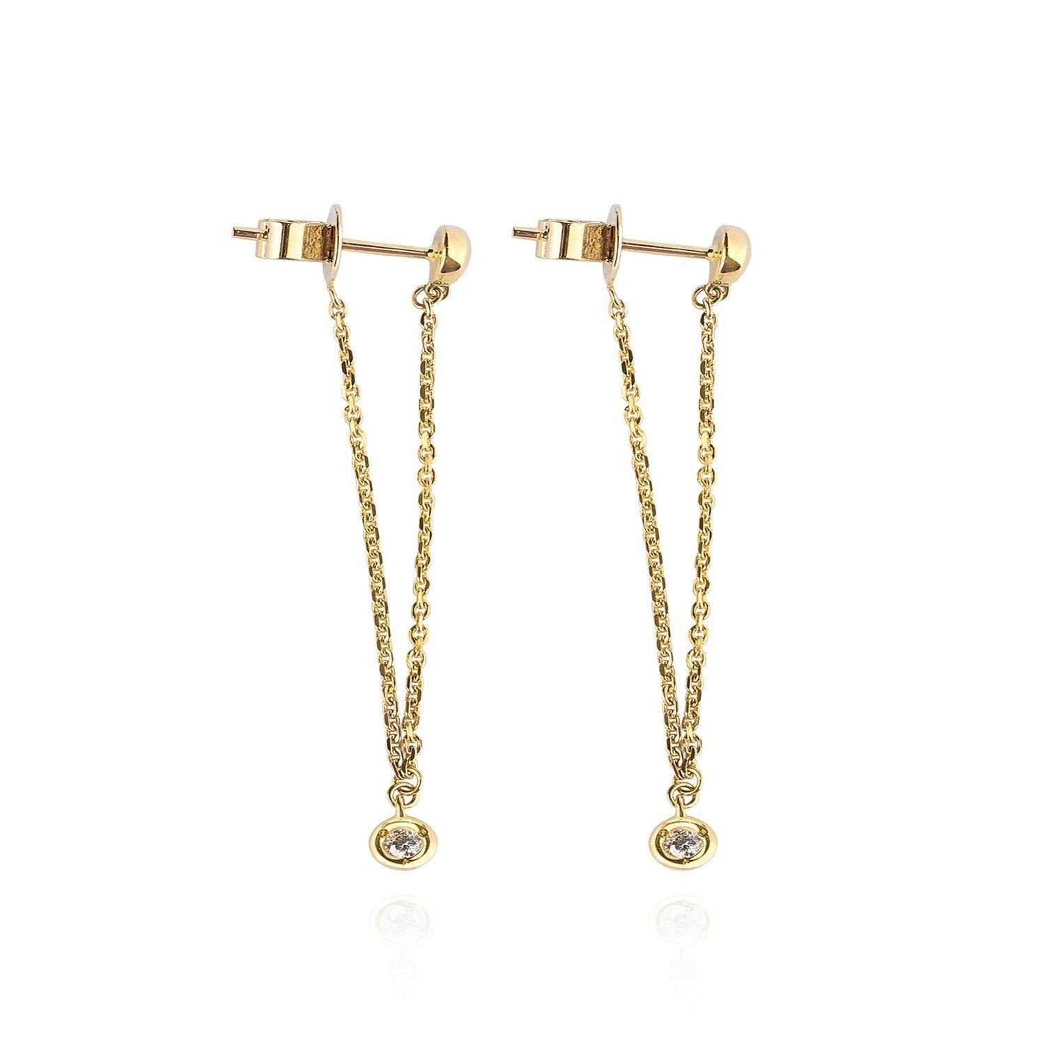 Aros de Oro 18kt con Diamantes Cadena 6pts  total SI/H-2