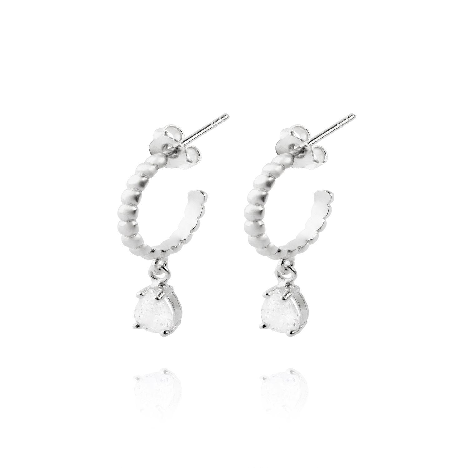 Aros de Plata Esterlina 925 Argollas Gota Circon-0