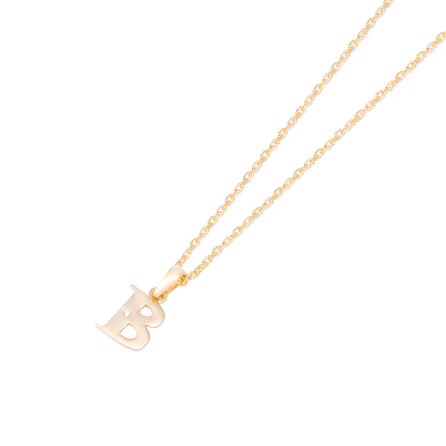 Colgante de Oro de 18kt Circonitas letra B-1
