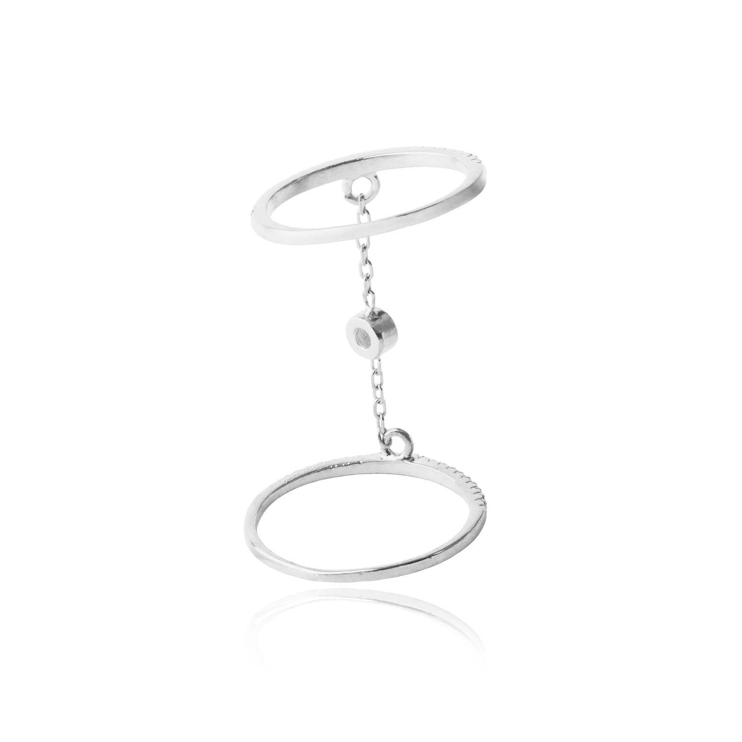 Anillo de Plata Esterlina 925 Cadena Doble-2