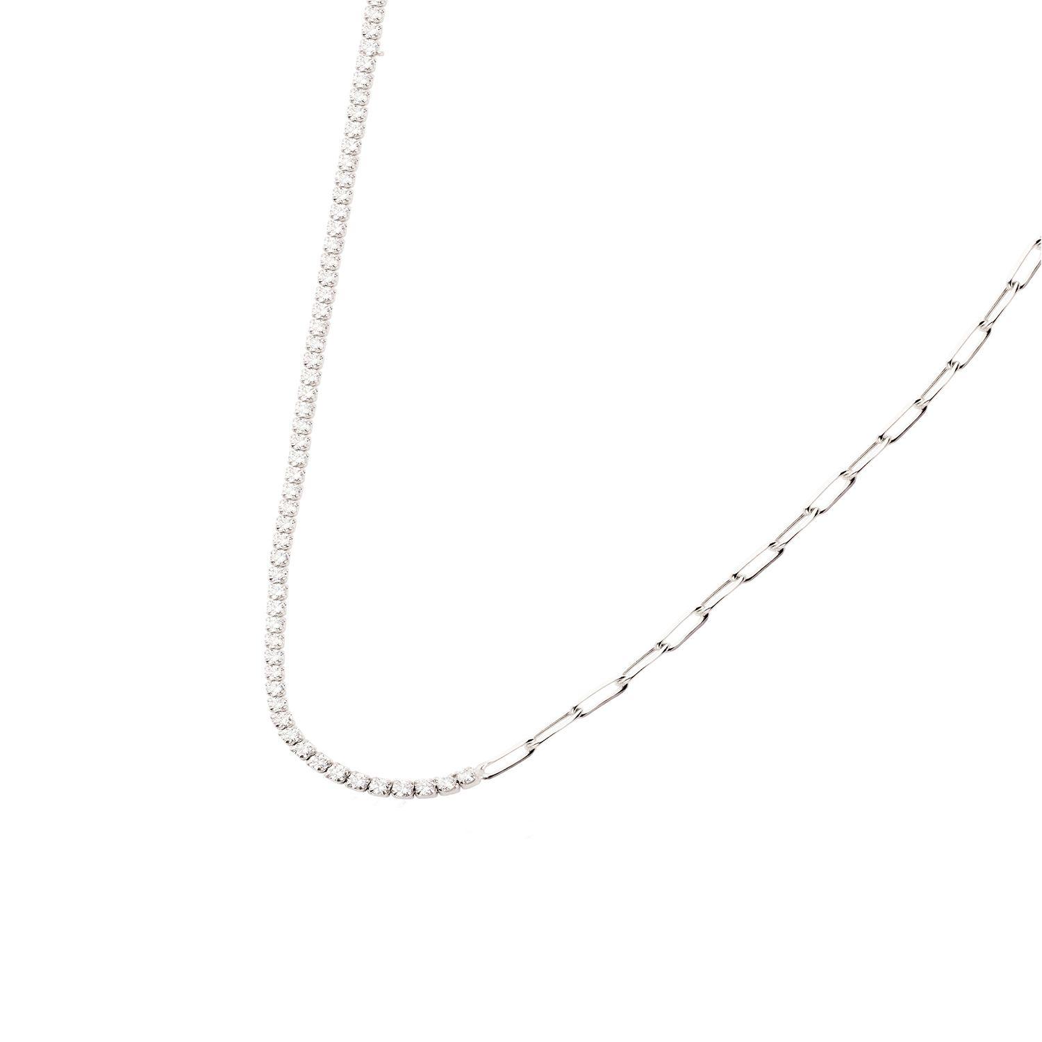 Collar de Plata Esterlina 925 Eslabones Circon-2