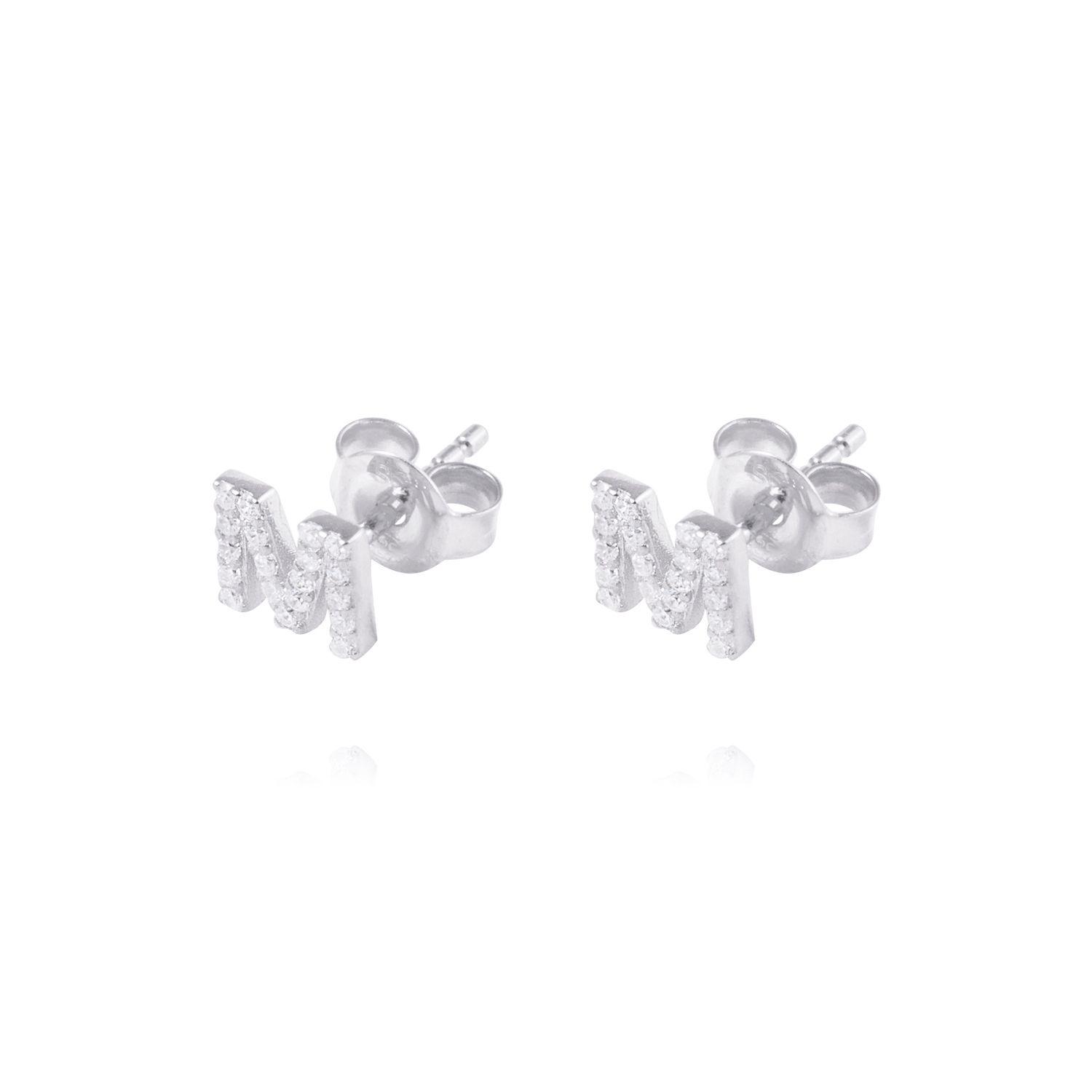 Aros de Plata Esterlina 925 Letra M-0