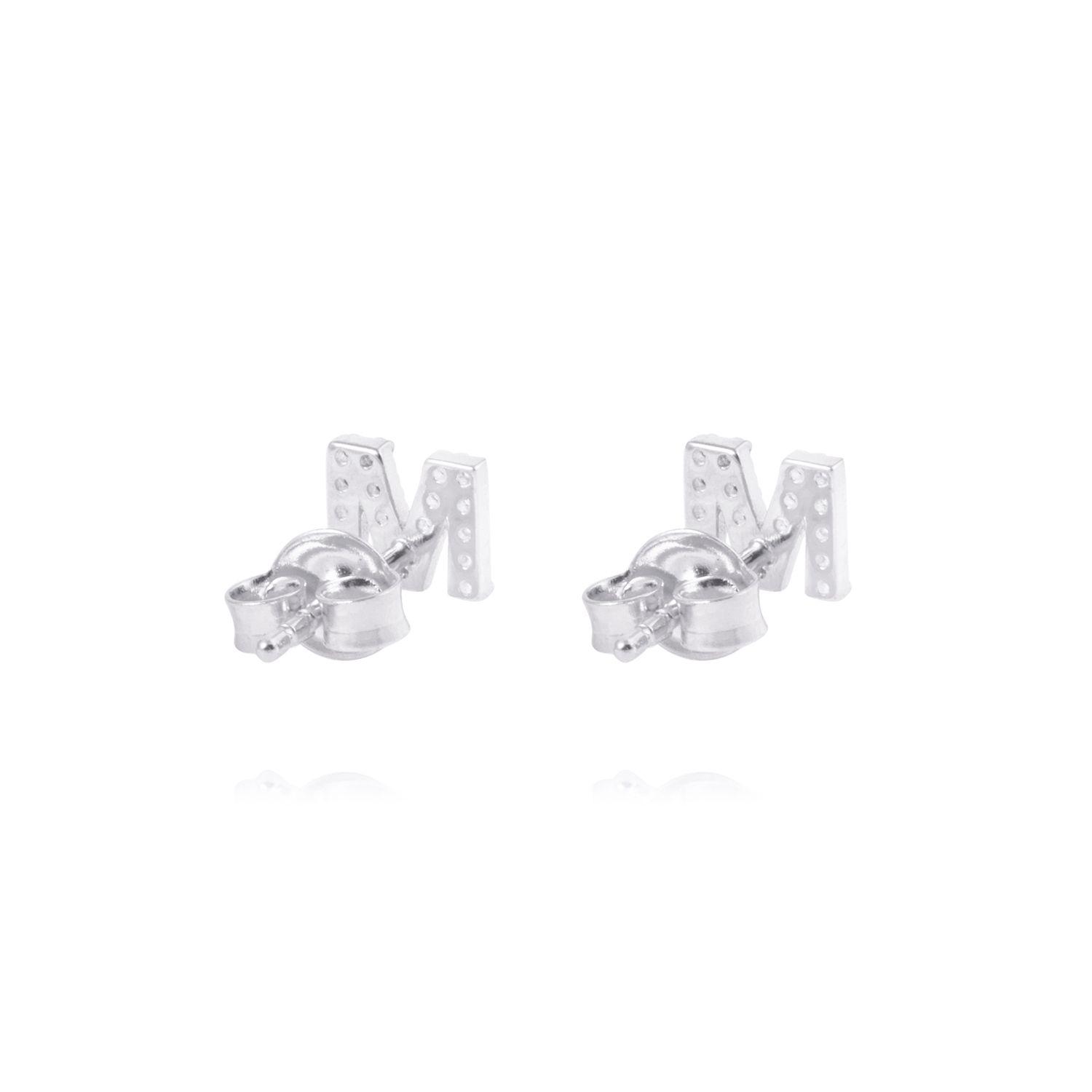 Aros de Plata Esterlina 925 Letra M-2