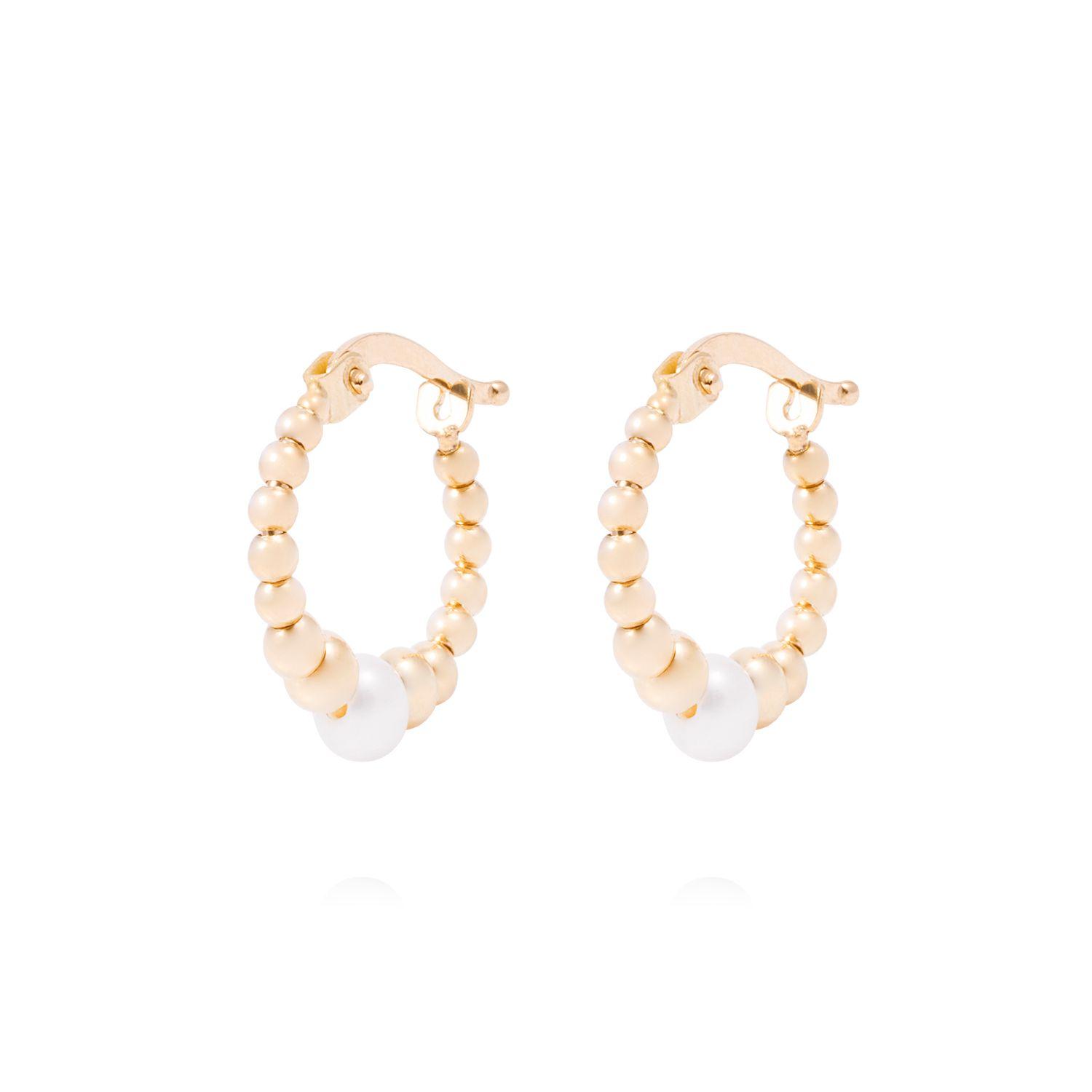 Aros de Oro de 18kt Argollas y perlas-0