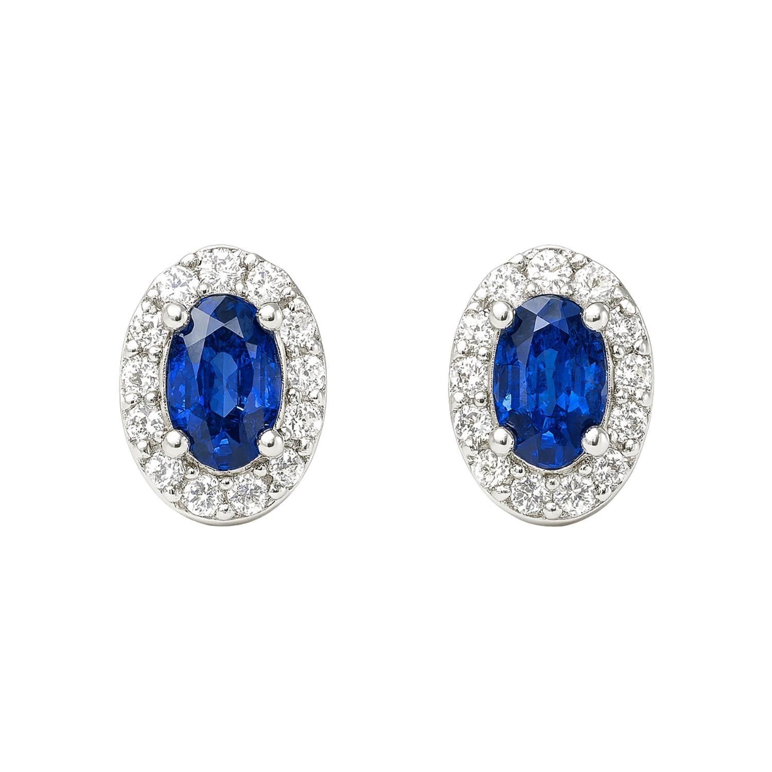 Aros de Plata Esterlina 925 Zafiro Ovalado con Circonita-0
