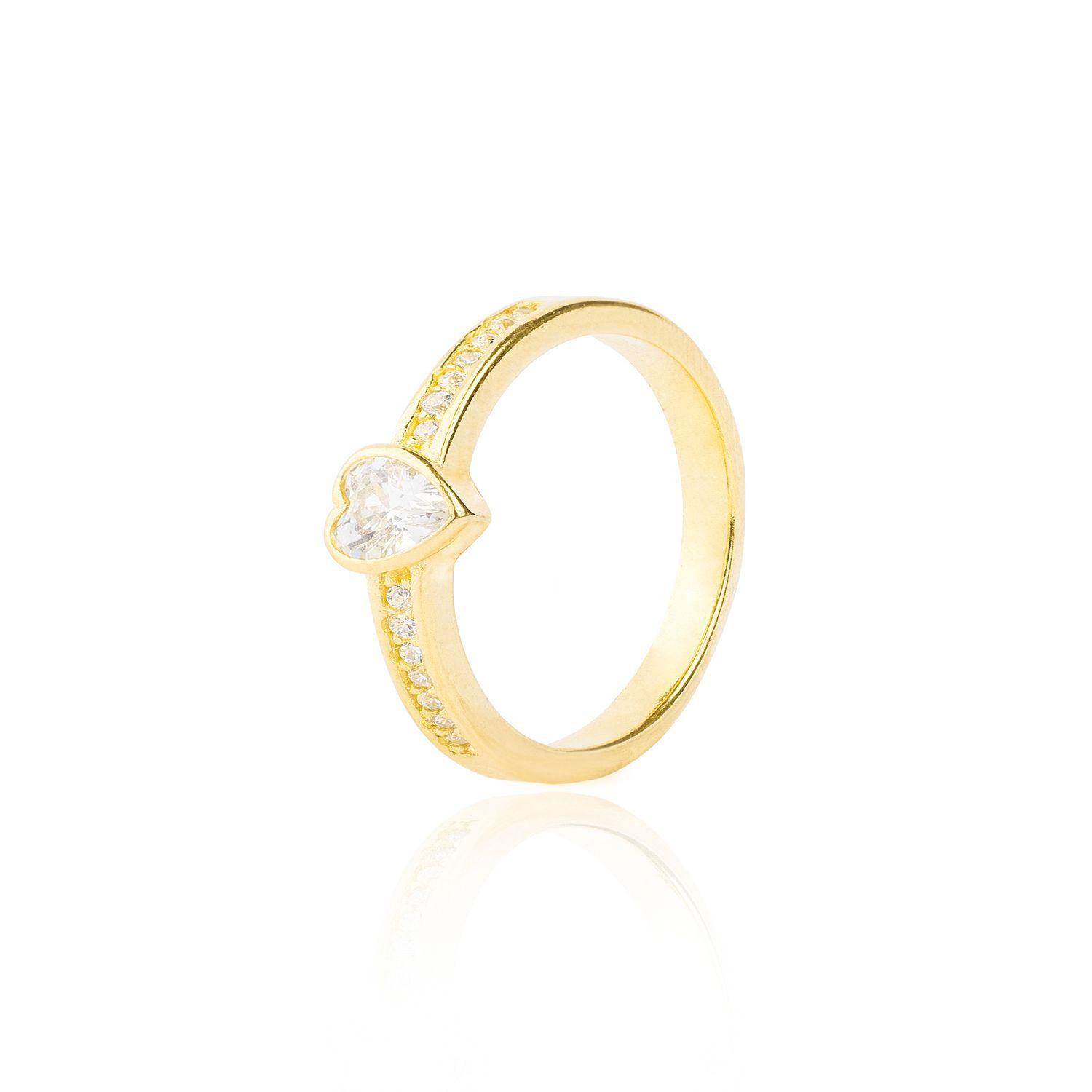Anillo de Plata Esterlina 925 Revestido en Oro 18kt  Corazon-0