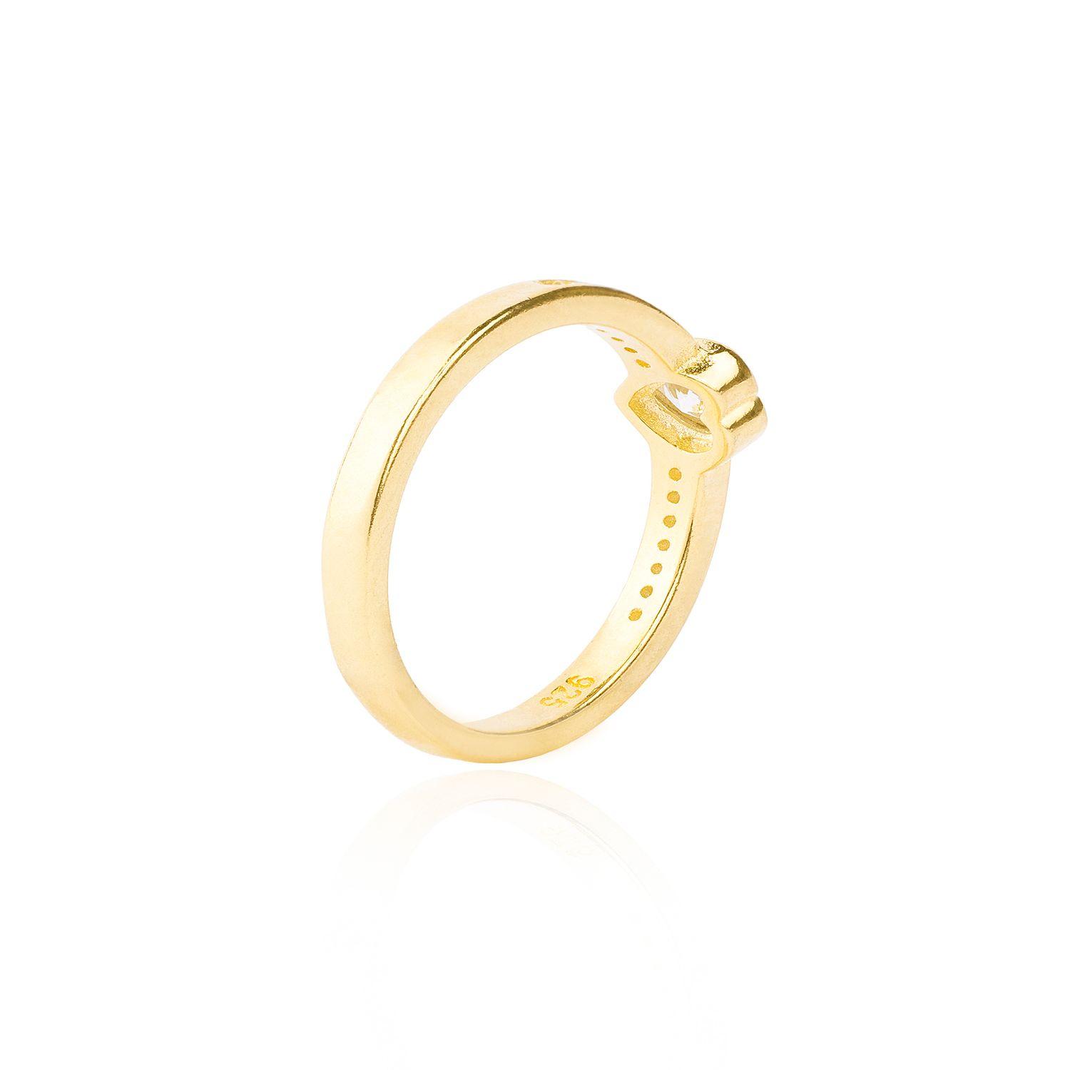 Anillo de Plata Esterlina 925 Revestido en Oro 18kt  Corazon-1